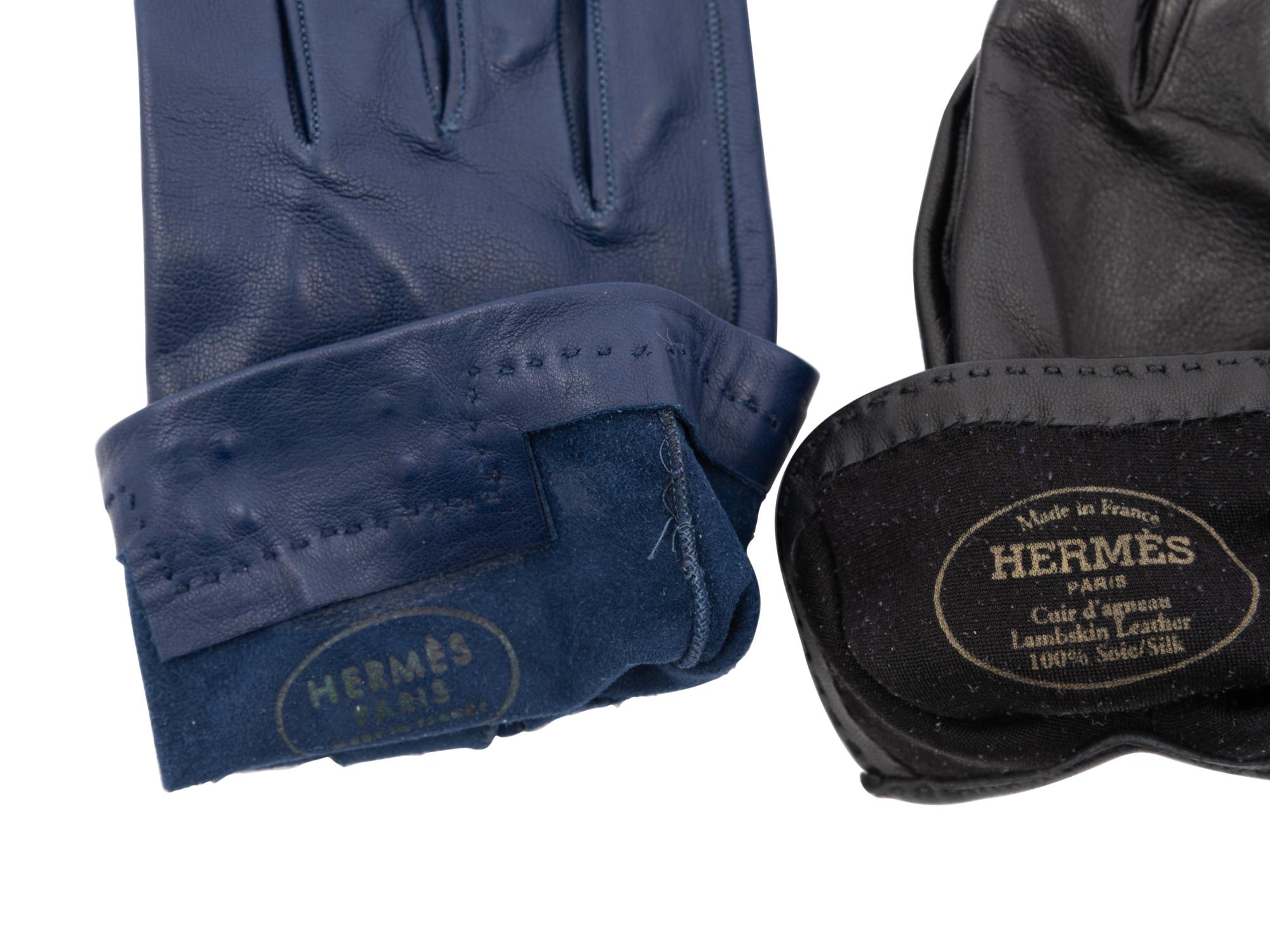 Two Pairs of Hermès Leather Gloves