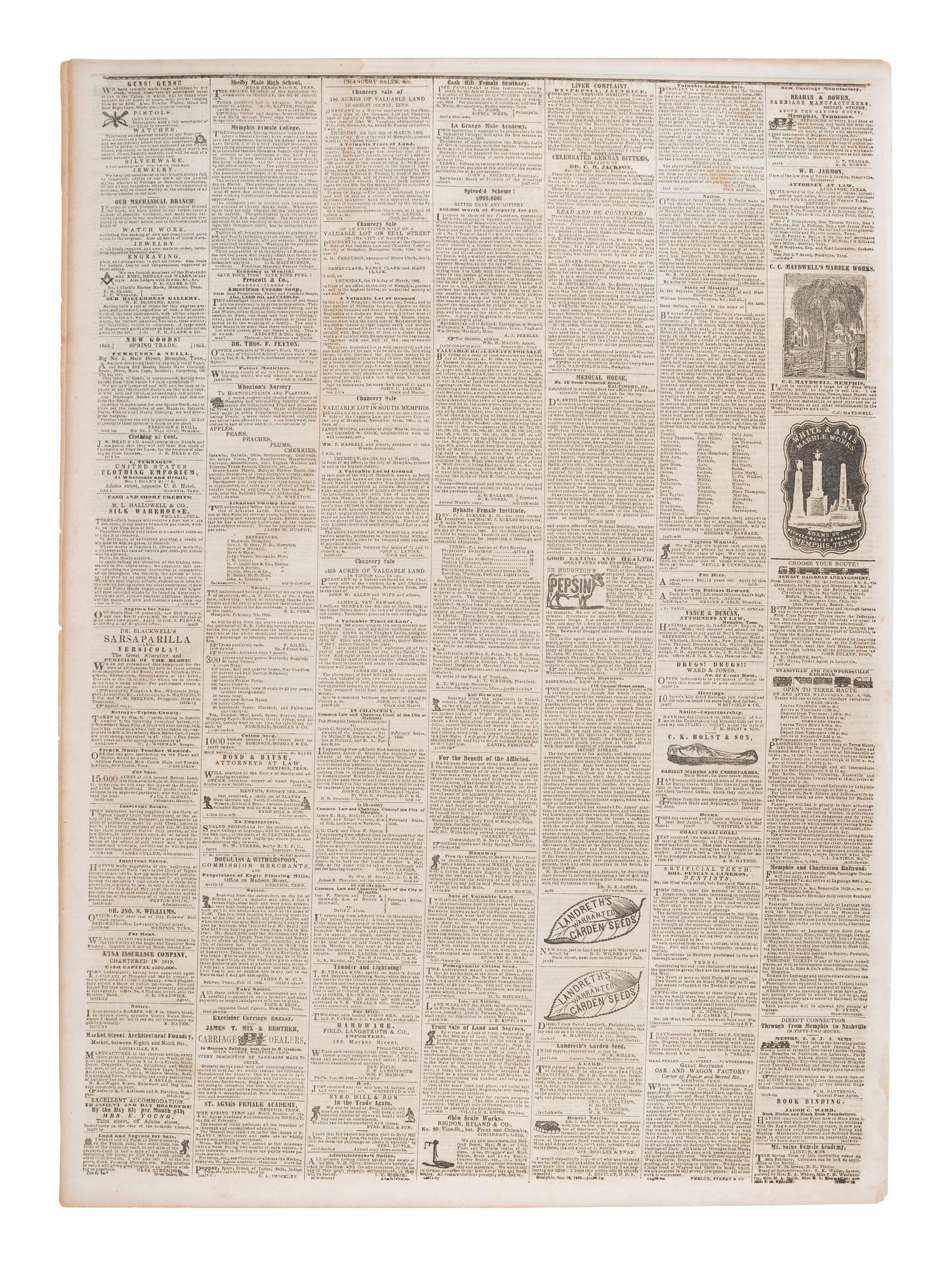 [AFRICAN AMERICANA]. Print ephemera related to enslavement and racism, comprising: