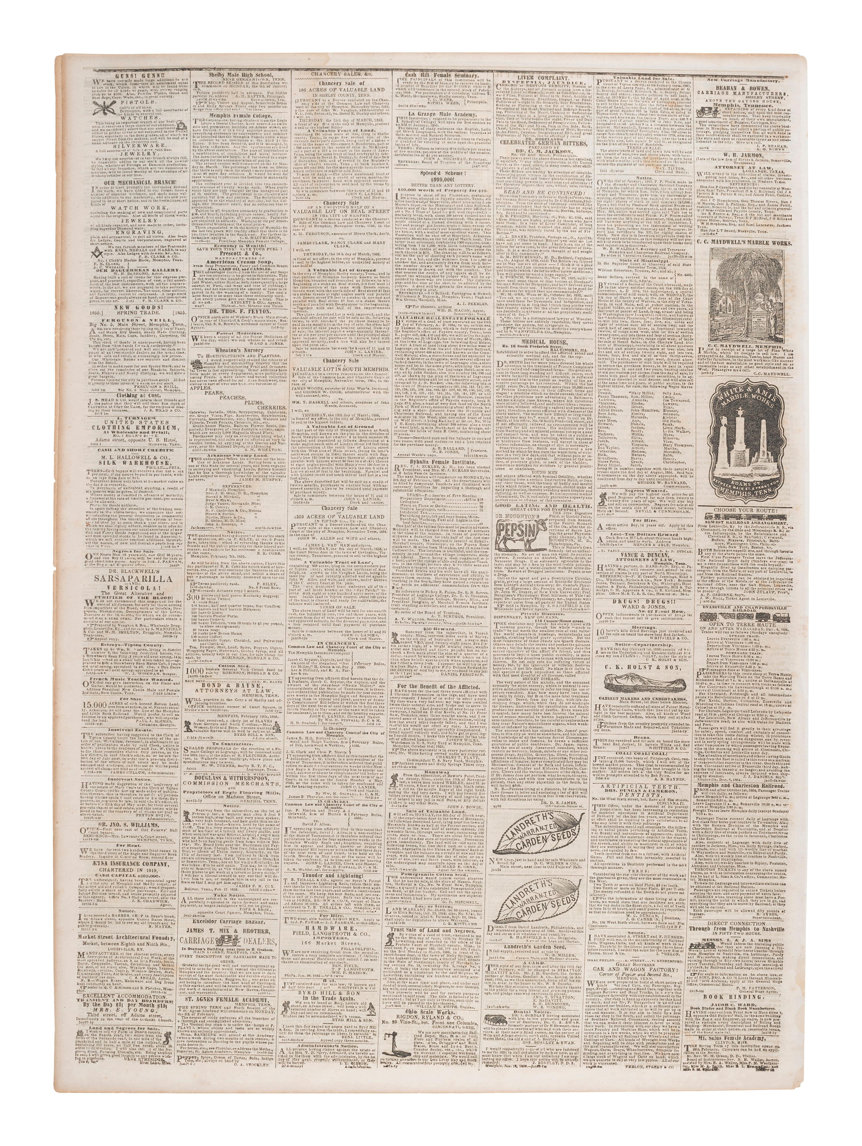[AFRICAN AMERICANA]. Print ephemera related to enslavement and racism, comprising: