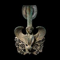 A Greek Bronze Hydria Handle with a Siren