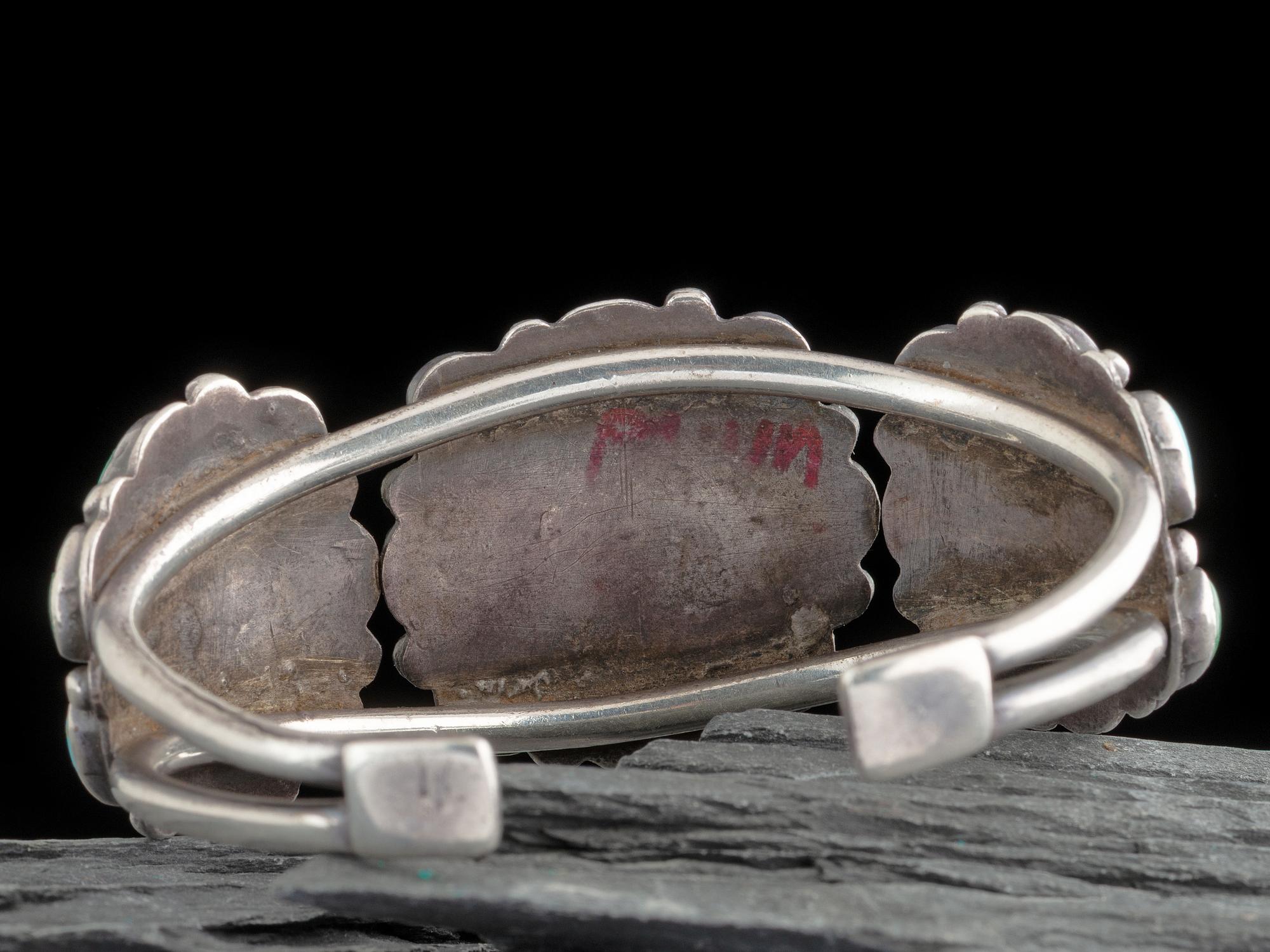 Navajo Silver and Turquoise Cluster Cuff Bracelet