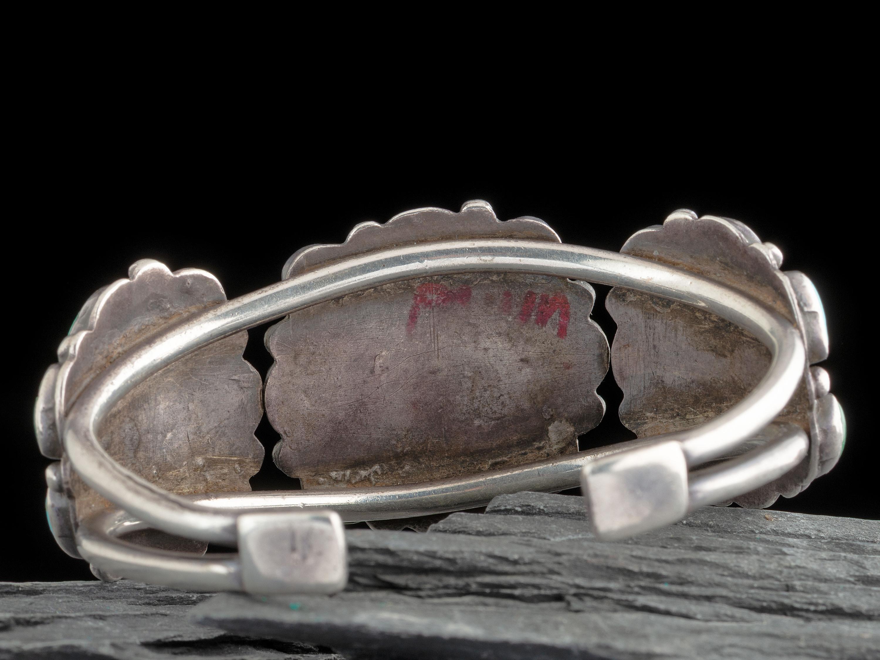 Navajo Silver and Turquoise Cluster Cuff Bracelet
