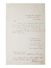 PERRY, Matthew C. (1794-1858). Letter signed. USS Mississippi, "Sacrificios Island," 2 July 1847.
