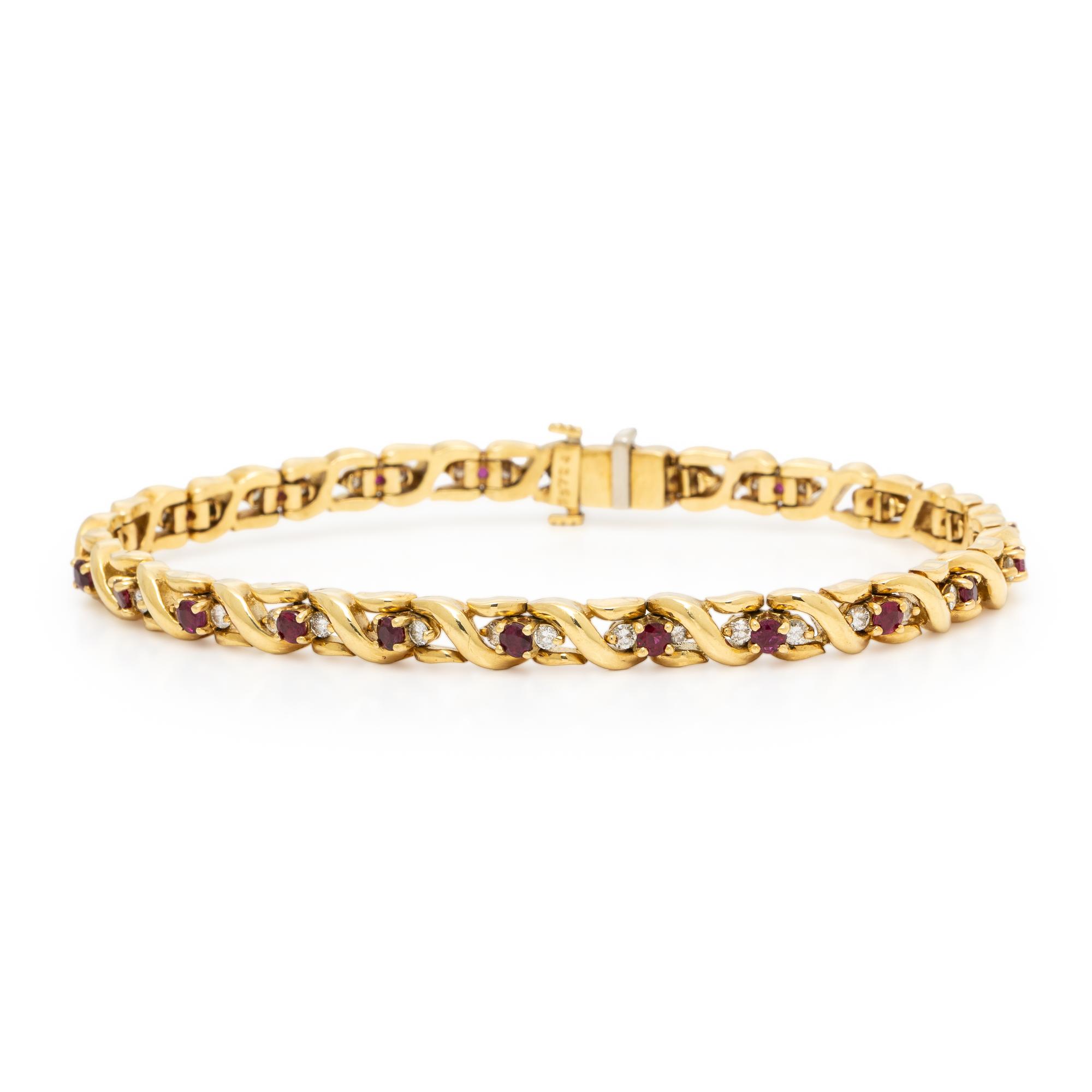 Ruby, Diamond, and Yellow Gold Bracelet