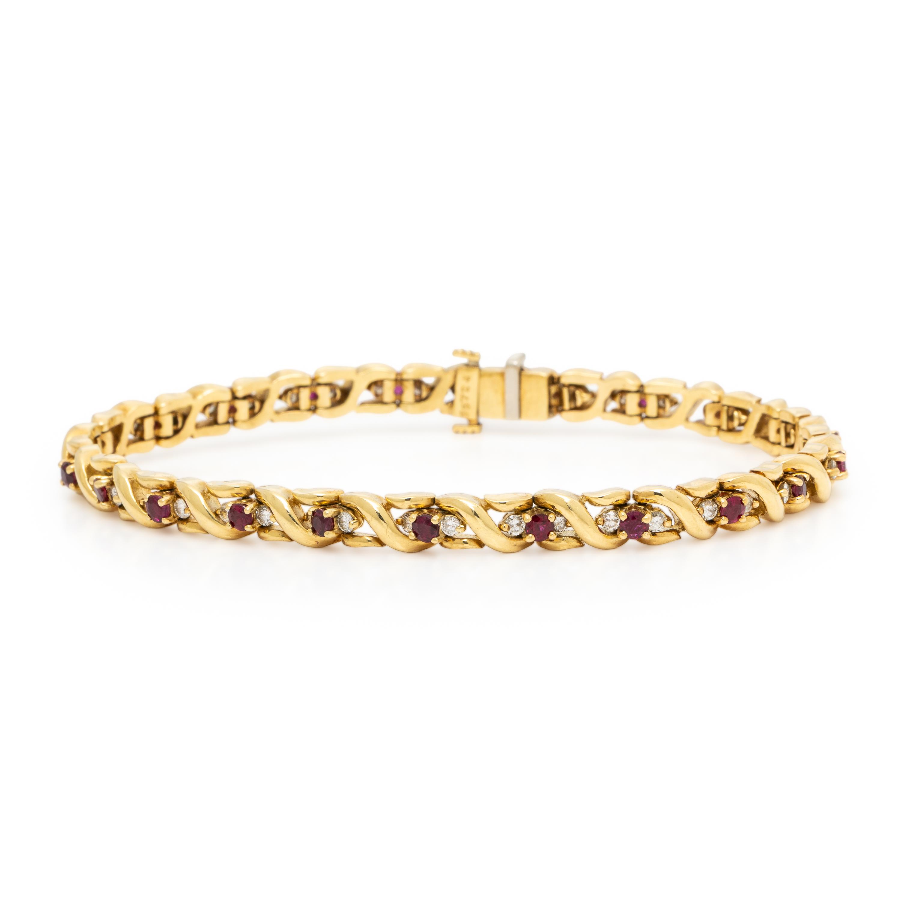 Ruby, Diamond, and Yellow Gold Bracelet
