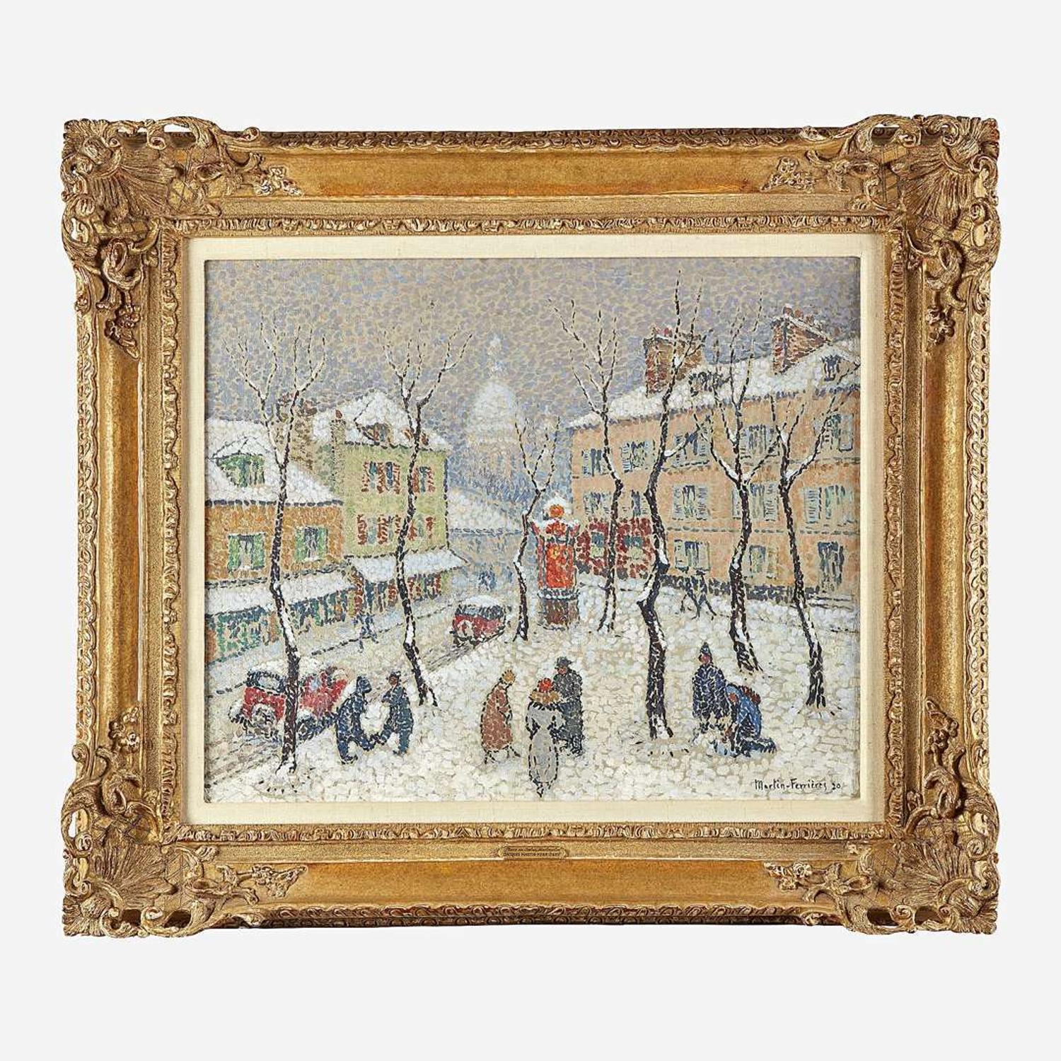Jacques Martin-Ferrières (French, 1891–1972) Place du Tertre Sous la Neige, Montmartre