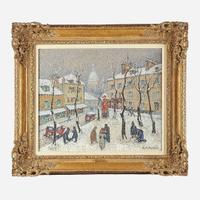 Jacques Martin-Ferrières (French, 1891–1972) Place du Tertre Sous la Neige, Montmartre
