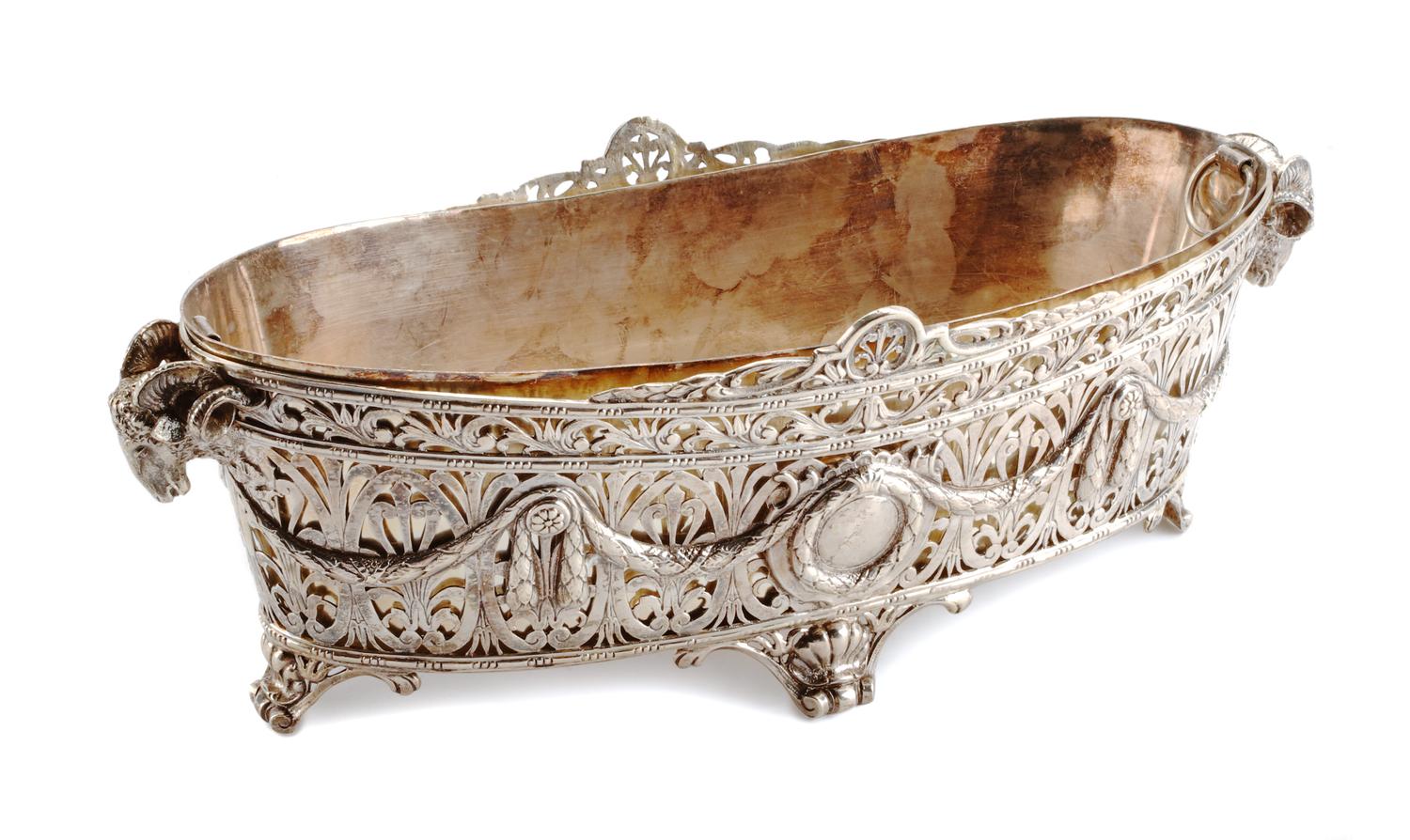 A German Silver Center Bowl, Likely Georg Roth, Hanau, 19th Century, with a conforming liner.