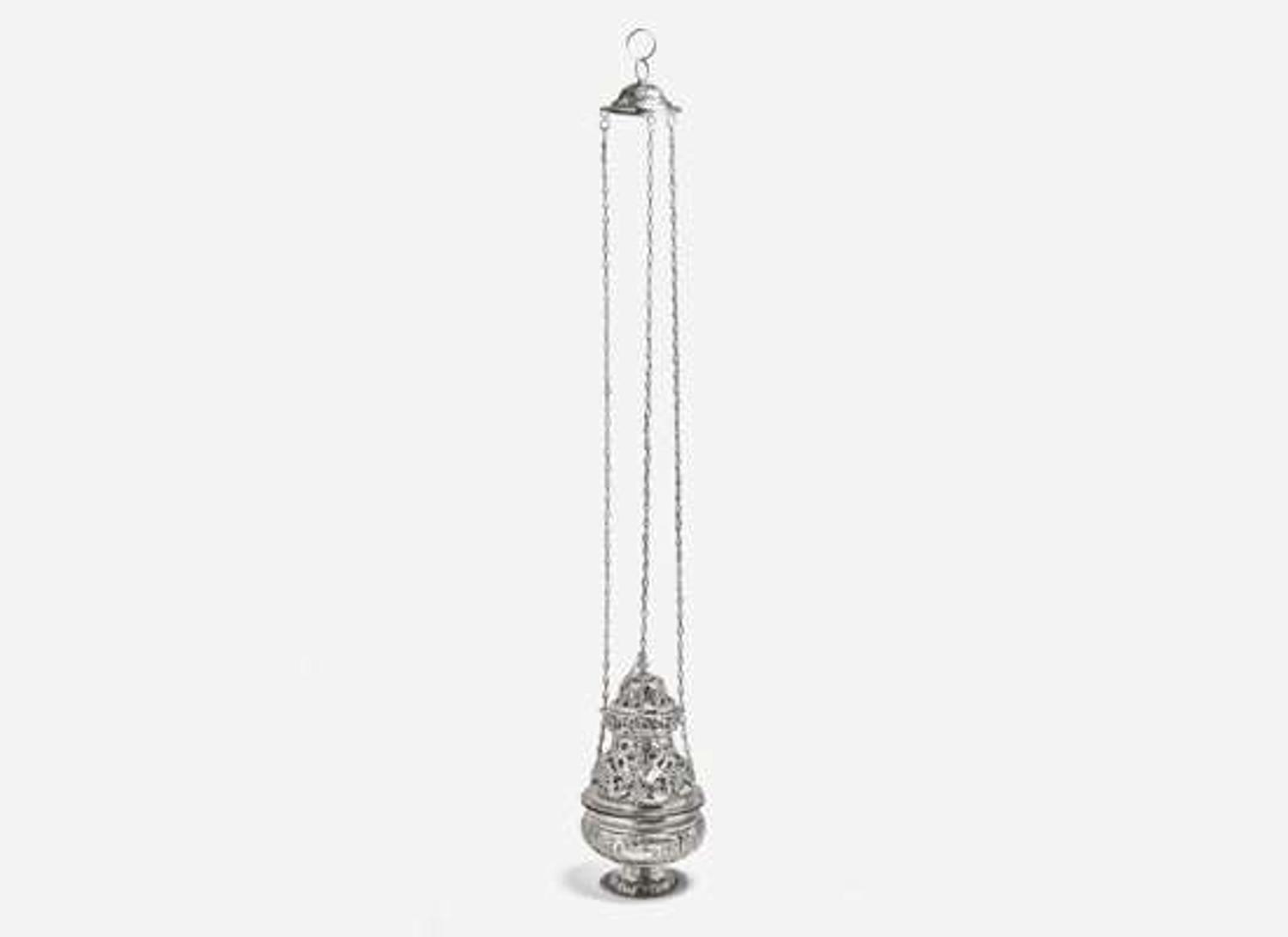 A Spanish Colonial style silver censor, 19th / 20th century