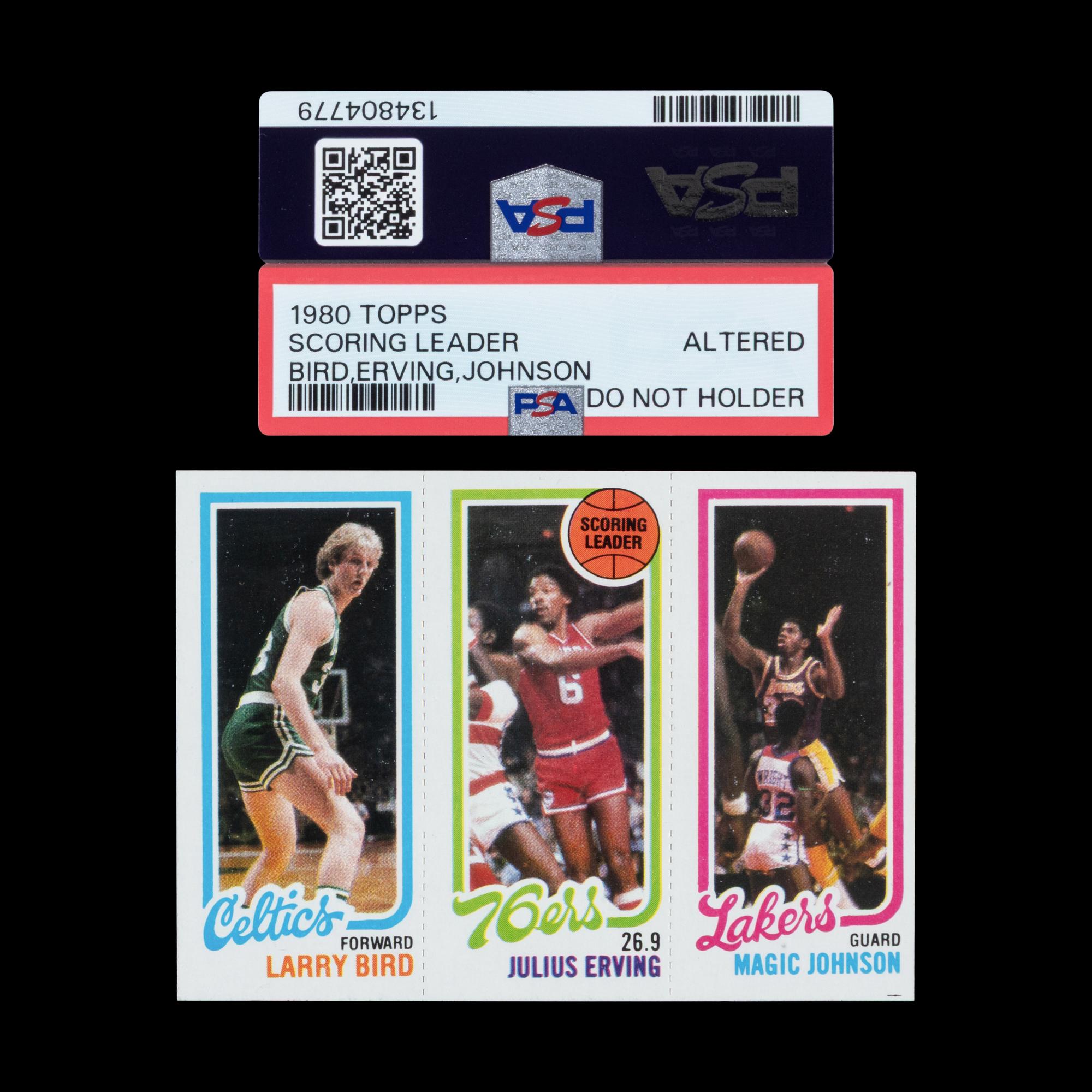 A 1980 Topps Larry Bird Magic Johnson Rookie Basketball Card