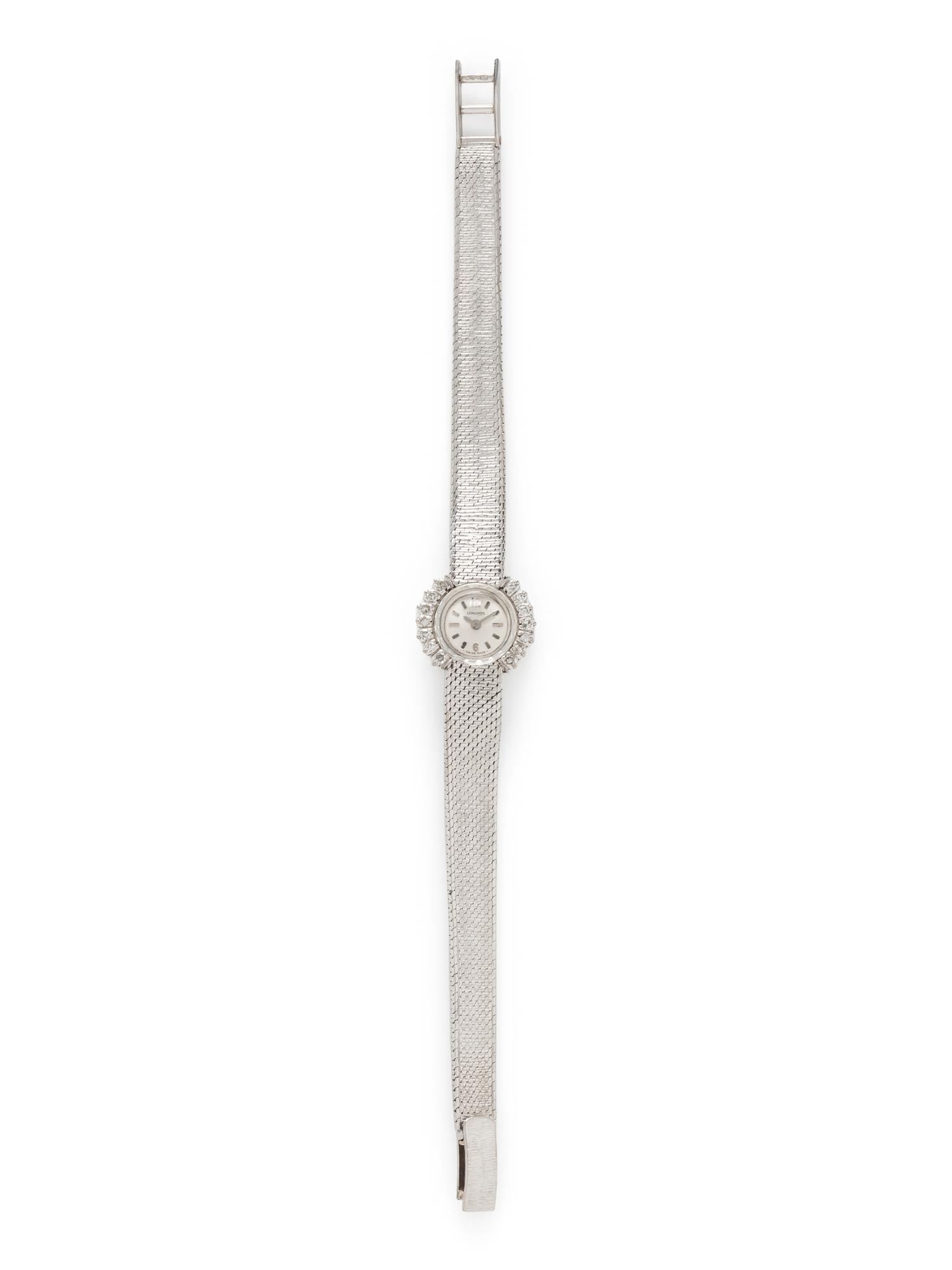 LONGINES, 18K WHITE GOLD AND DIAMOND WATCH