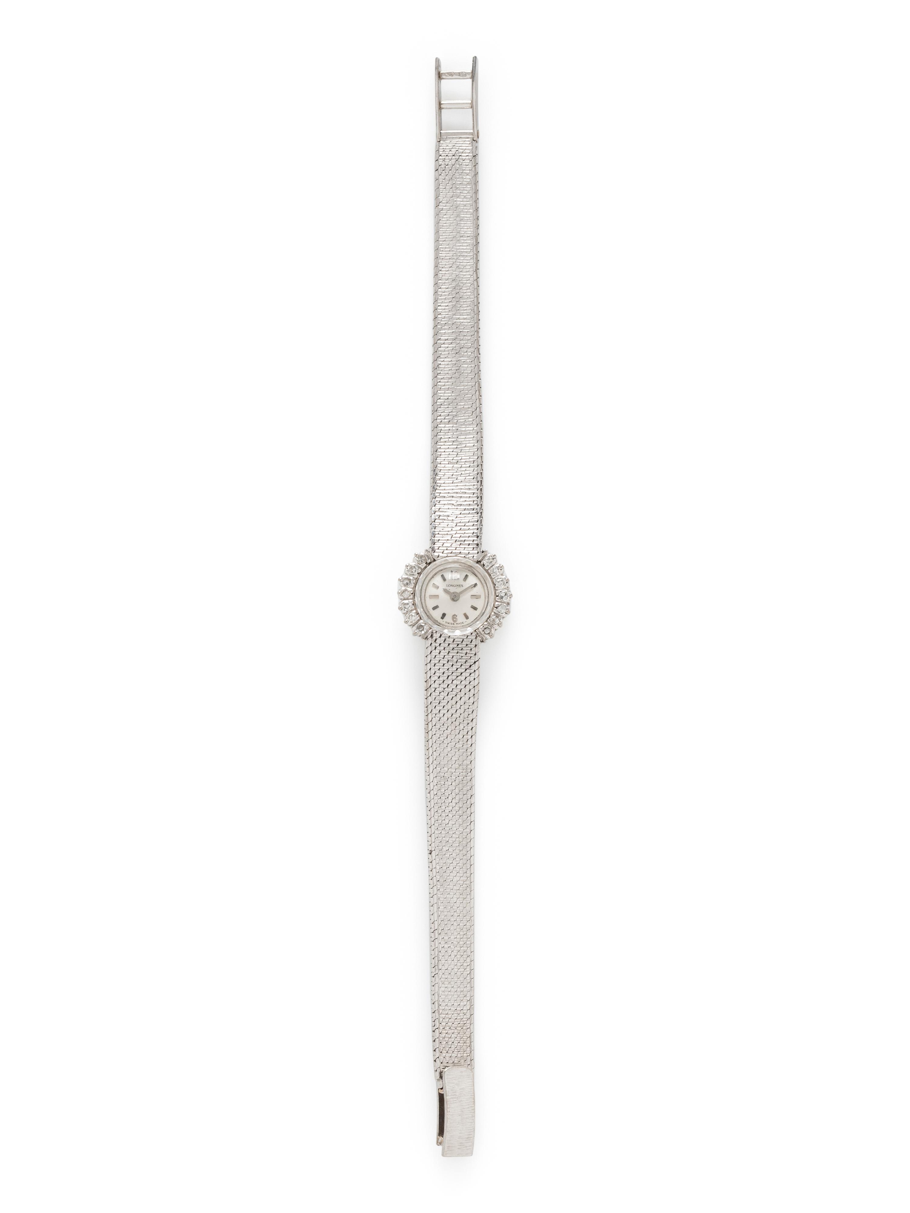 LONGINES, 18K WHITE GOLD AND DIAMOND WATCH
