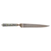 19th Century Indo-Persian Kard Dagger with Enameled Hilt and Wootz Steel Blade