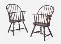 A pair of painted sack-back Windsor armchairs, Philadelphia, PA or New Jersey, late 18th century
