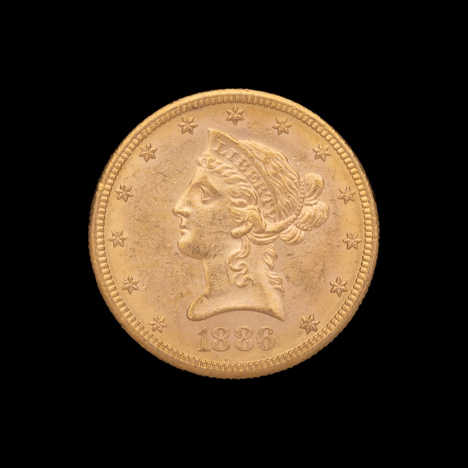 An 1886-S Liberty Head $10 Gold Coin