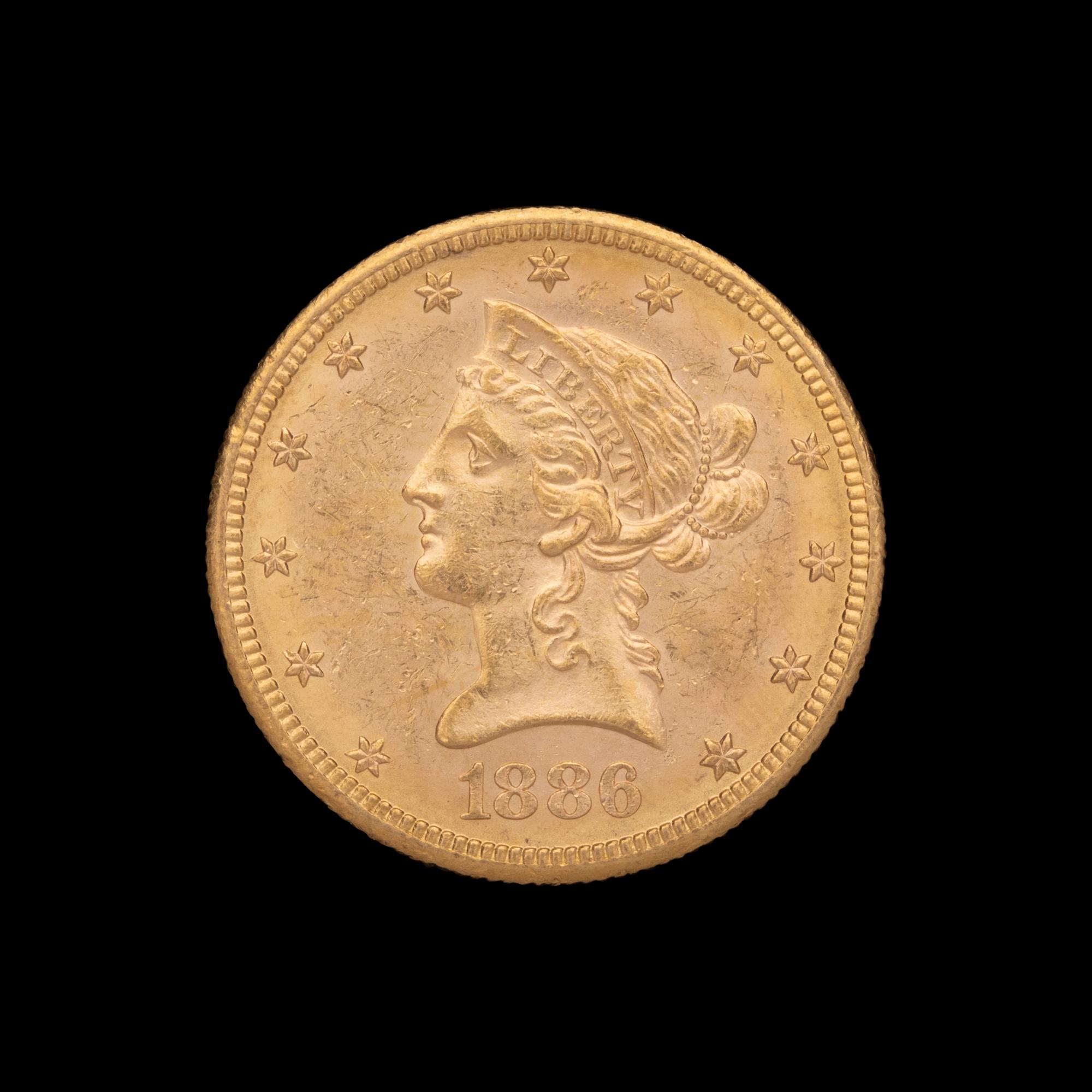 An 1886-S Liberty Head $10 Gold Coin