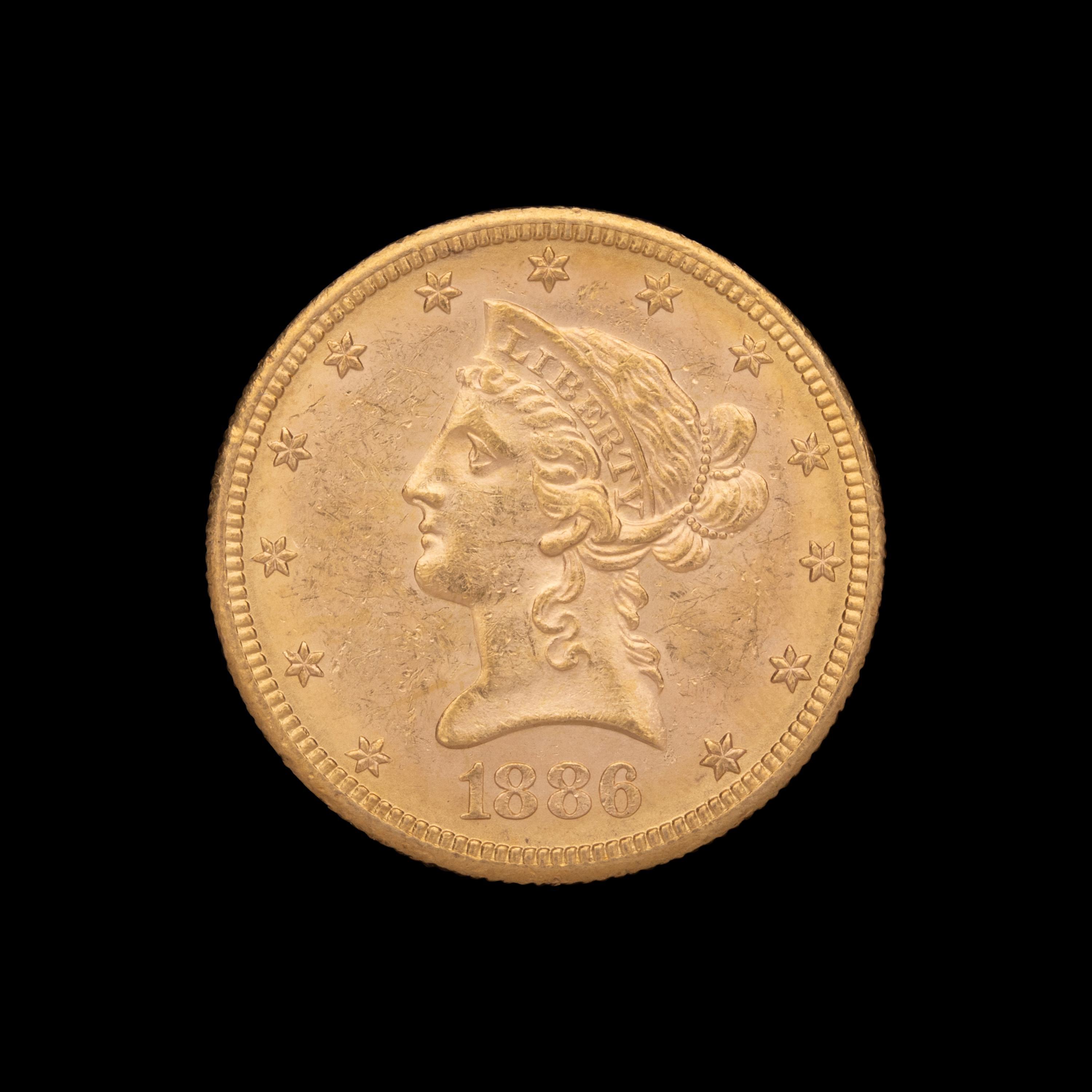 An 1886-S Liberty Head $10 Gold Coin