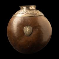 A Zulu Metal-Mounted Gourd Snuff Container