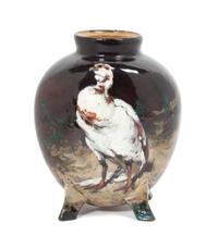 A Haviland Hand Painted Terra Cotta Vase Height 10 1/2 inches. — 20TH CENTURY