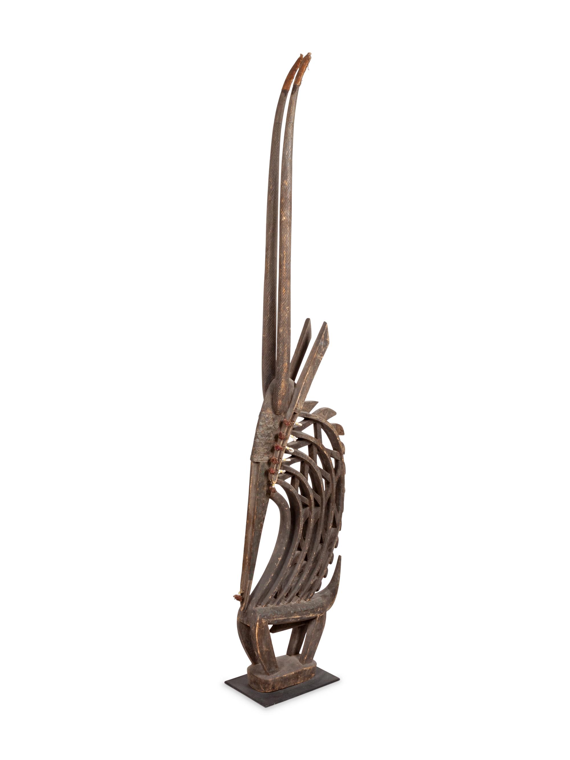 African Bambara Style Carved Wooden Antelope