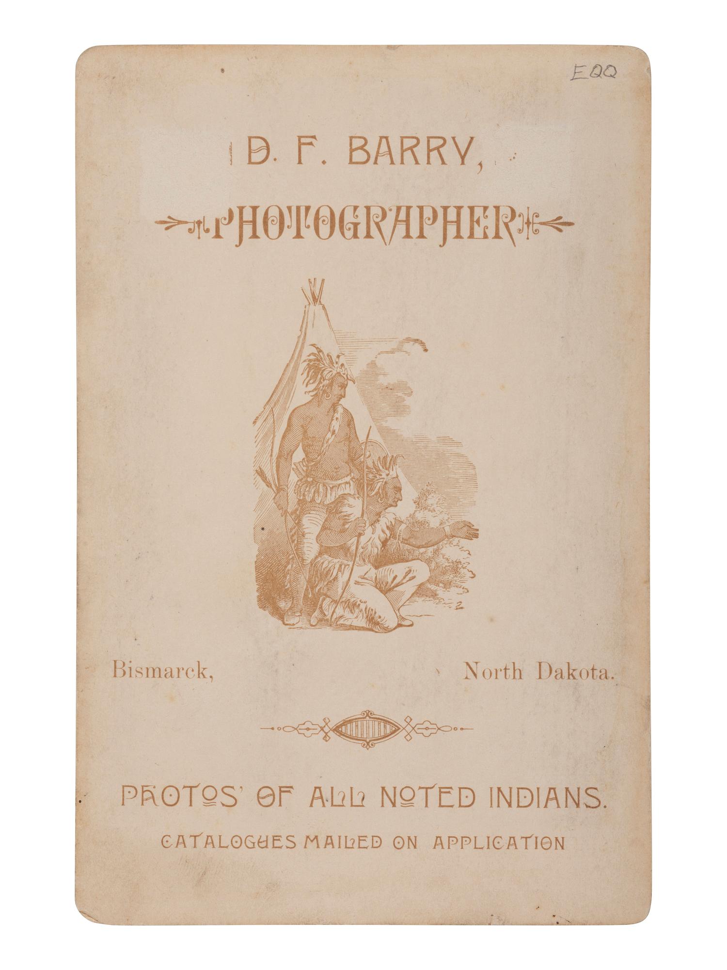 [NATIVE AMERICANS]. Cabinet card of Rain-in-the-Face. Bismarck, ND: D. F. Barry, 1885.
