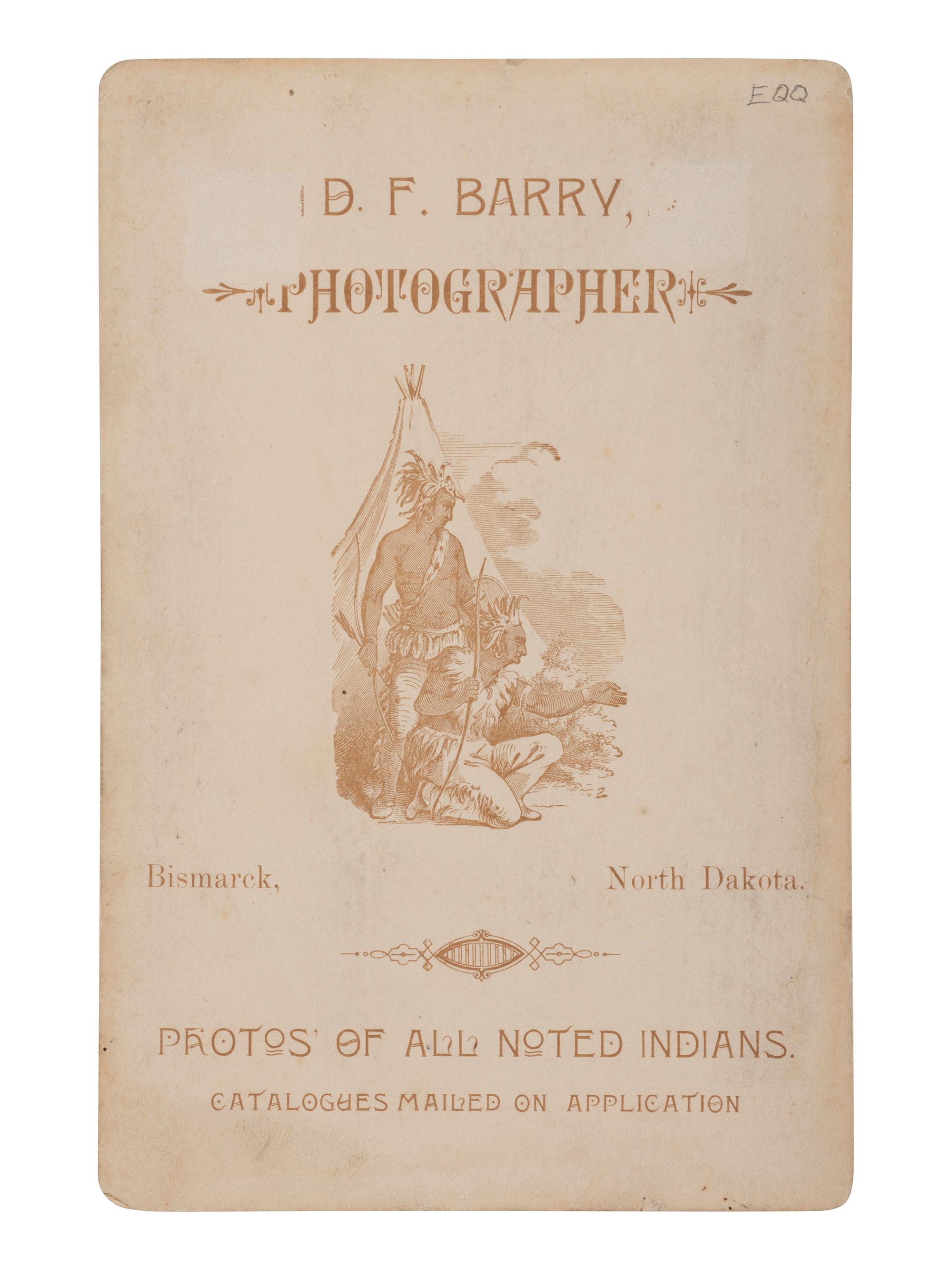 [NATIVE AMERICANS]. Cabinet card of Rain-in-the-Face. Bismarck, ND: D. F. Barry, 1885.