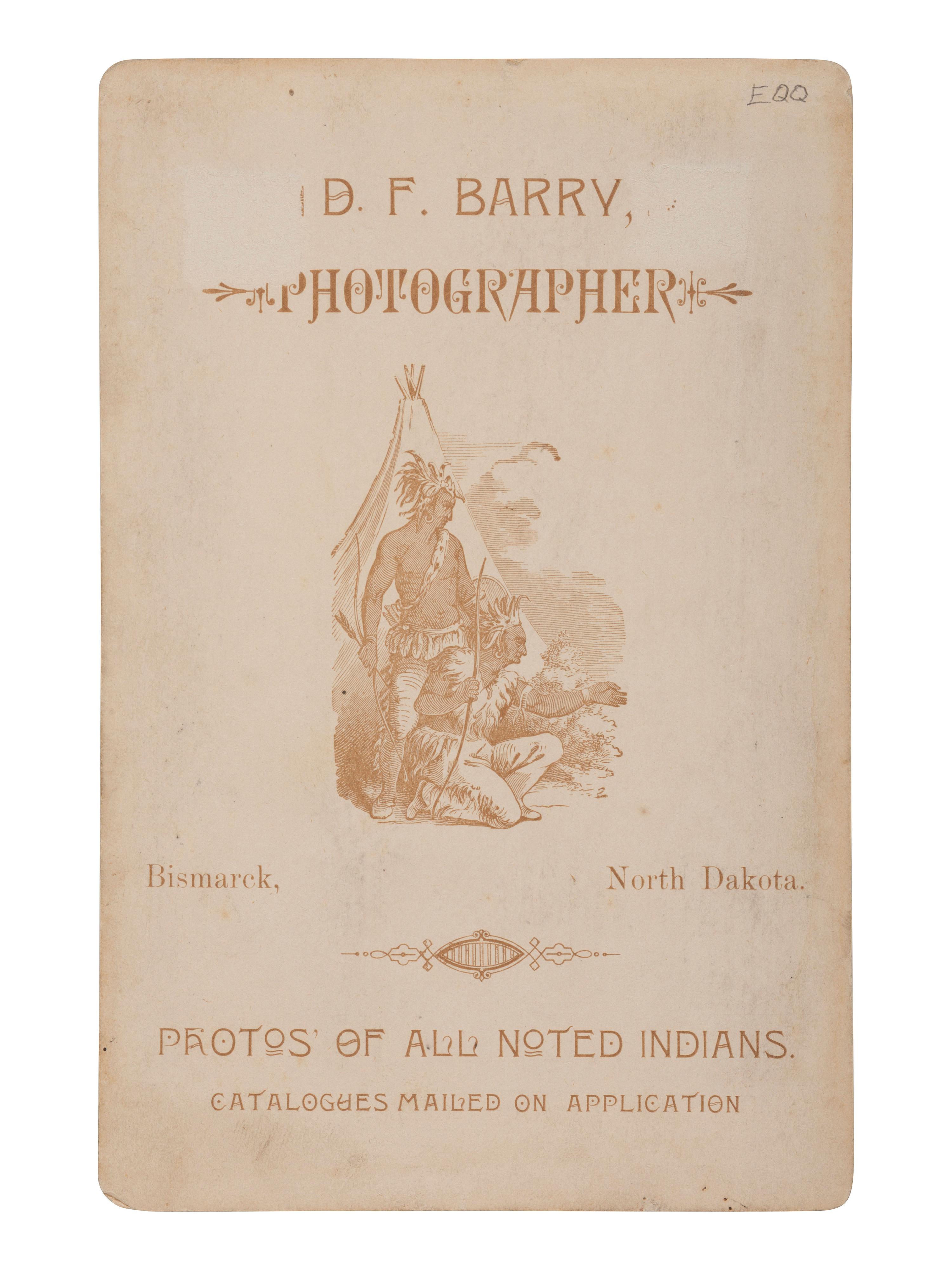 [NATIVE AMERICANS]. Cabinet card of Rain-in-the-Face. Bismarck, ND: D. F. Barry, 1885.