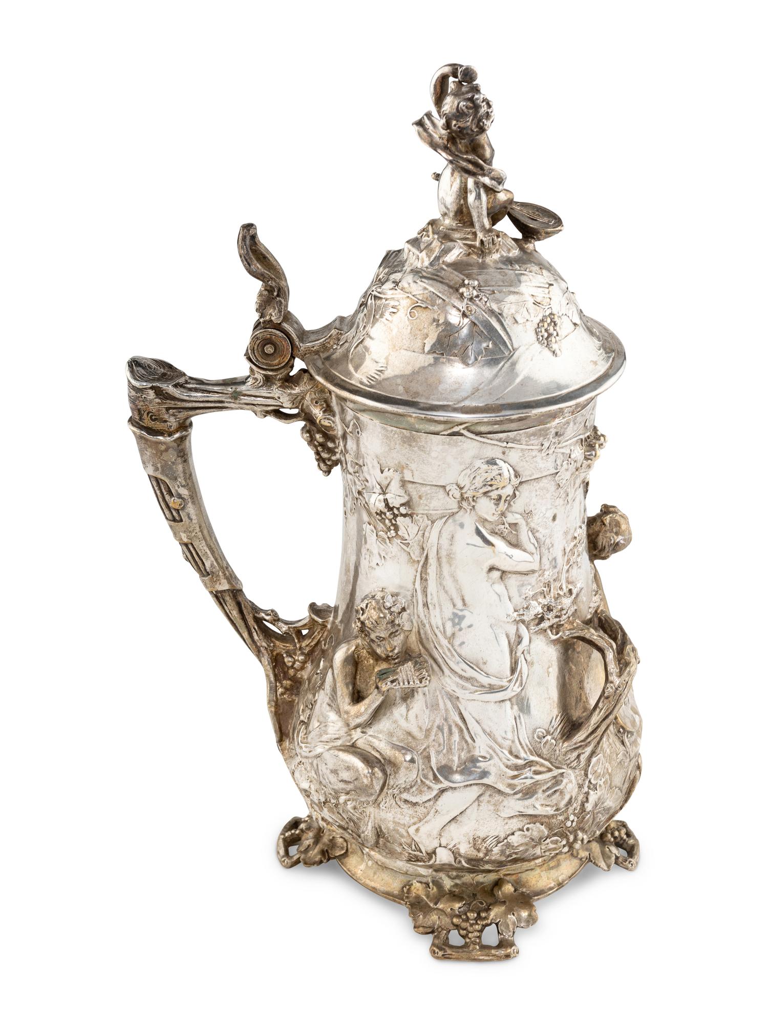 A Large Württembergische Metallwarenfabrik (W.M.F.) Silver-Plate Tankard