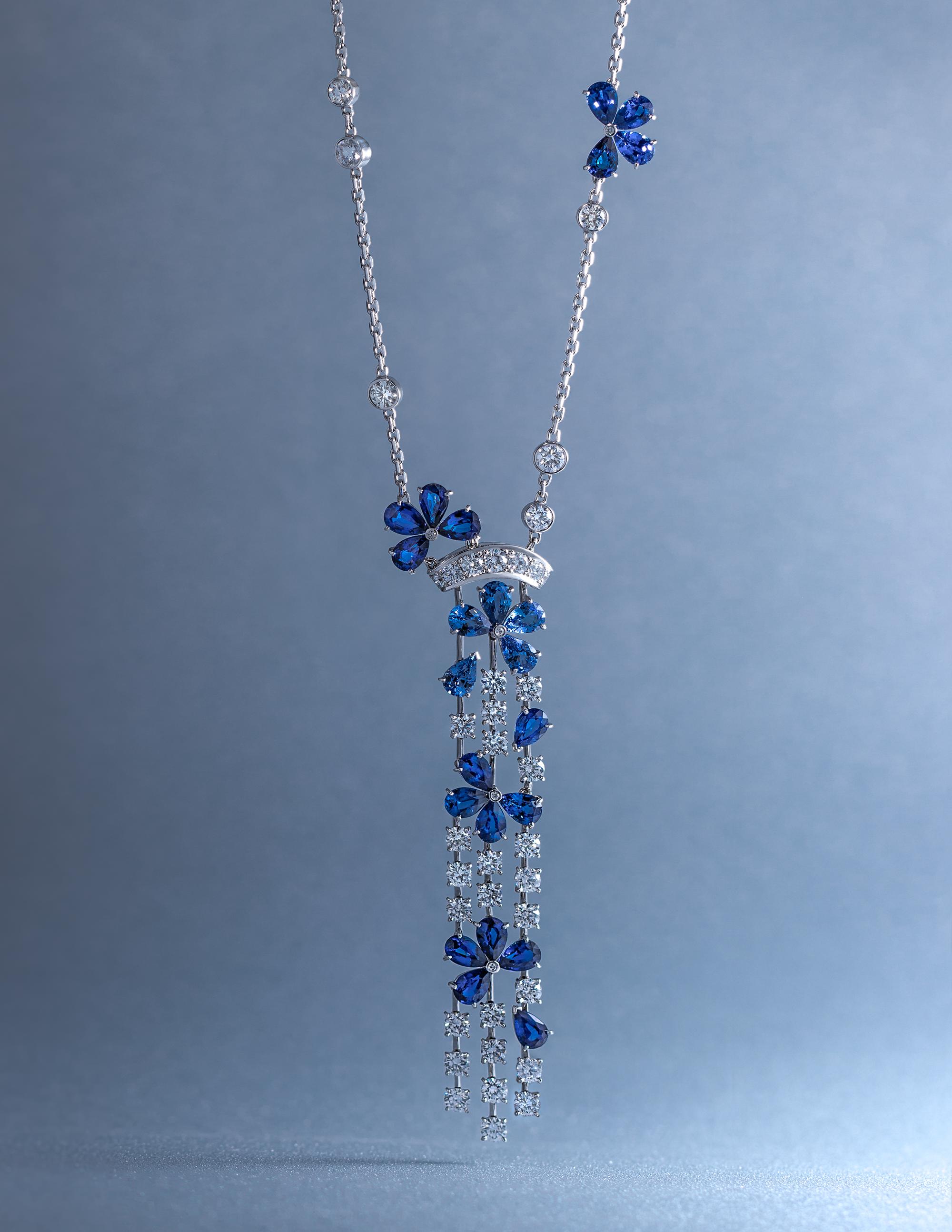 VAN CLEEF & ARPELS, SAPPHIRE AND DIAMOND 'FIL DE L'EAU' NECKLACE