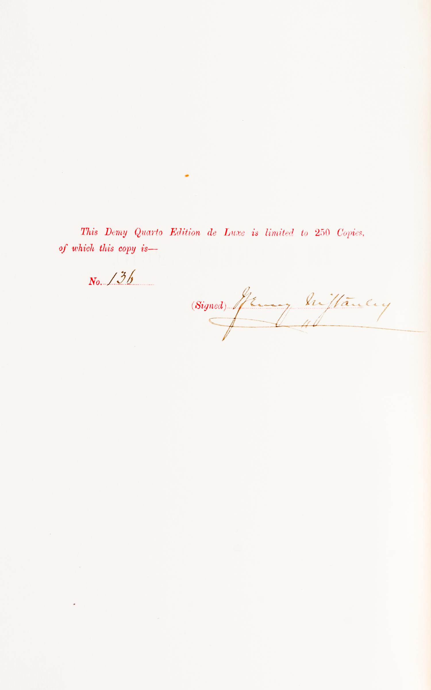 STANLEY, HENRY M. In Darkest Africa... London, 1890. 2 vols. Limited, signed by Stanley.