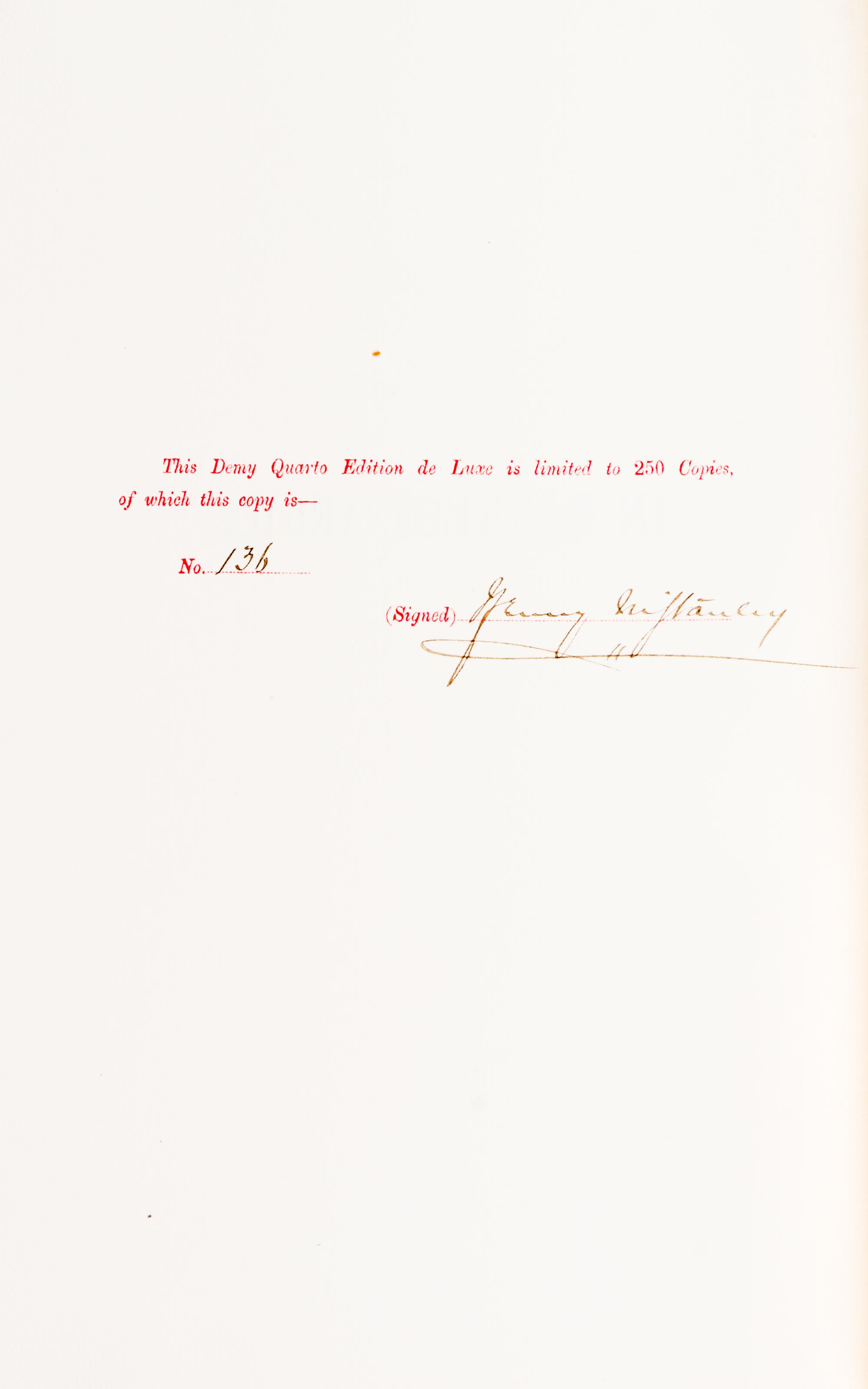 STANLEY, HENRY M. In Darkest Africa... London, 1890. 2 vols. Limited, signed by Stanley.