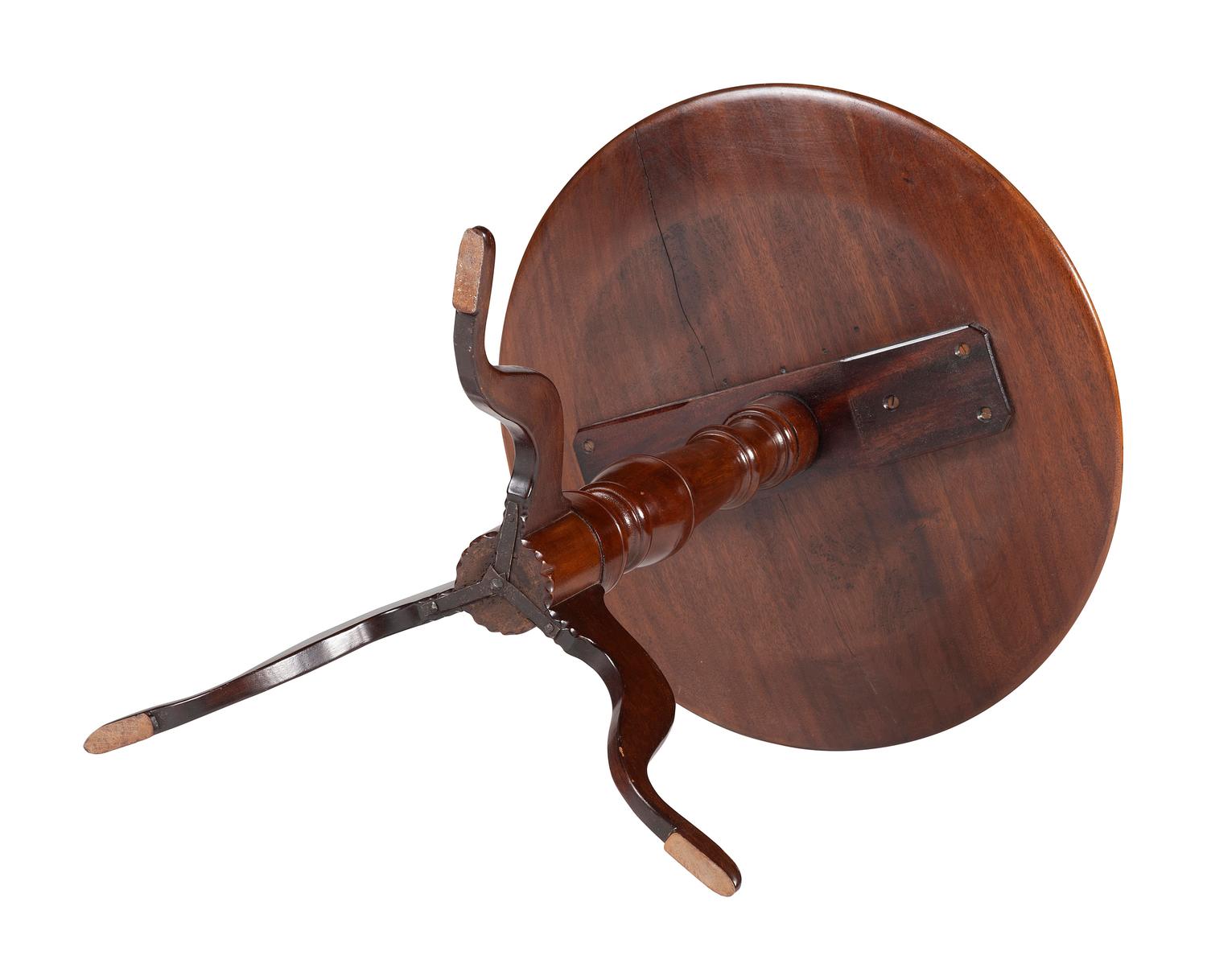 A Chippendale Turned Walnut Dished Tilt-Top Candlestand