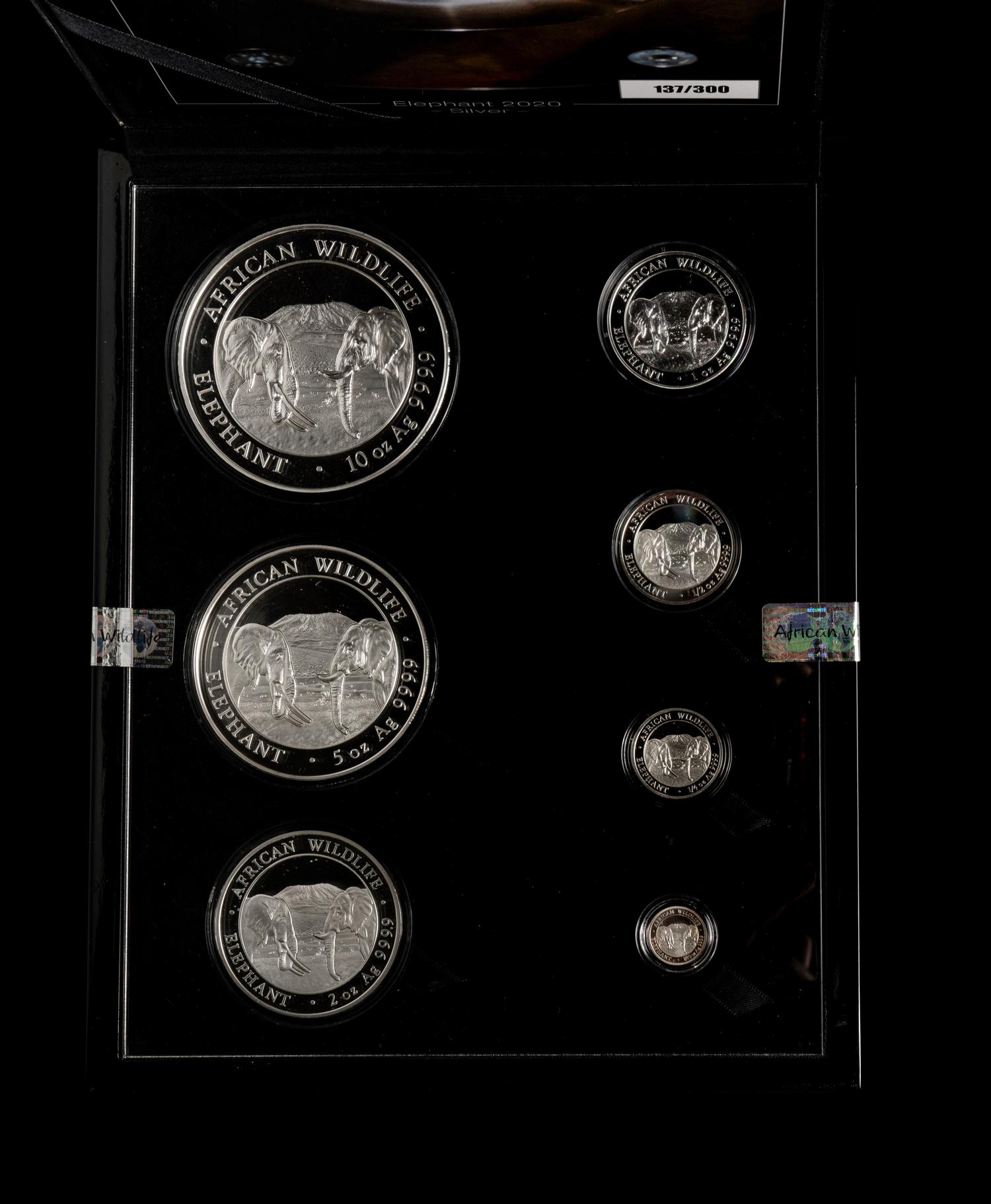 [SOMALIA] A Group of Three 2019 African Wildlife: Elephant Seven-Coin Proof Sets