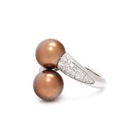 CULTURED BROWN PEARL AND DIAMOND RING