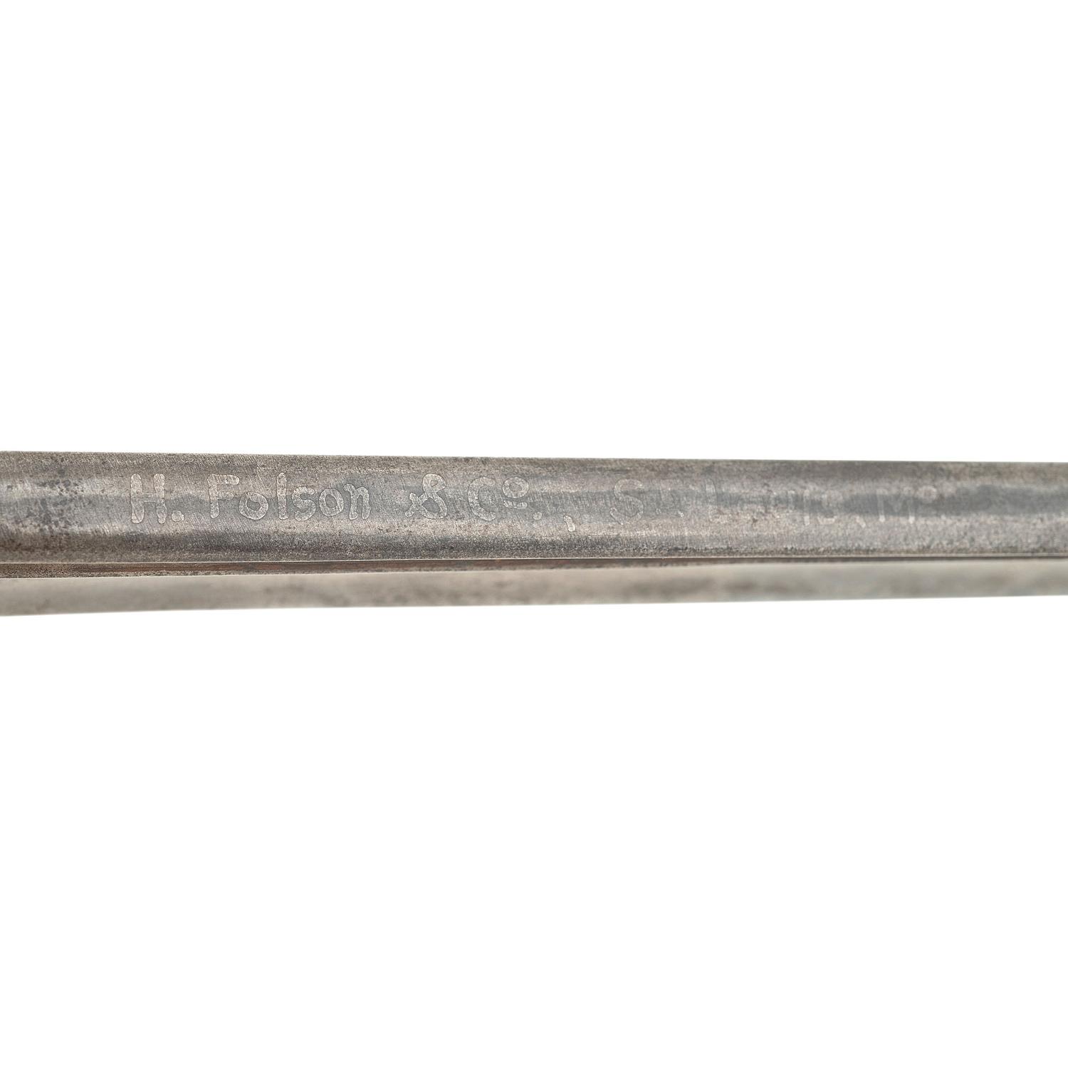 French Import Foot Officers Sword Etched to Lt. Col. John C. Black - 37th Illinois Infantry and Congressional Medal of Honor Recipient