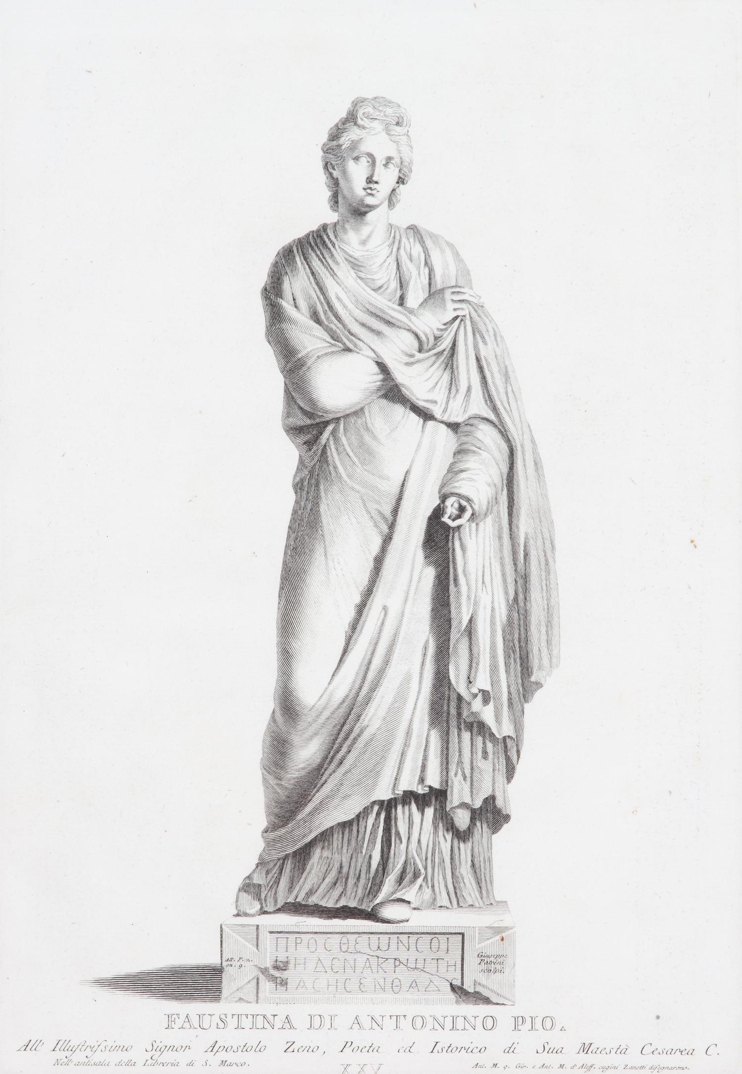 A Group of Four Zanetti Greek Statue Engravings Image area 16 x 11 1/2 inches. — 19TH CENTURY