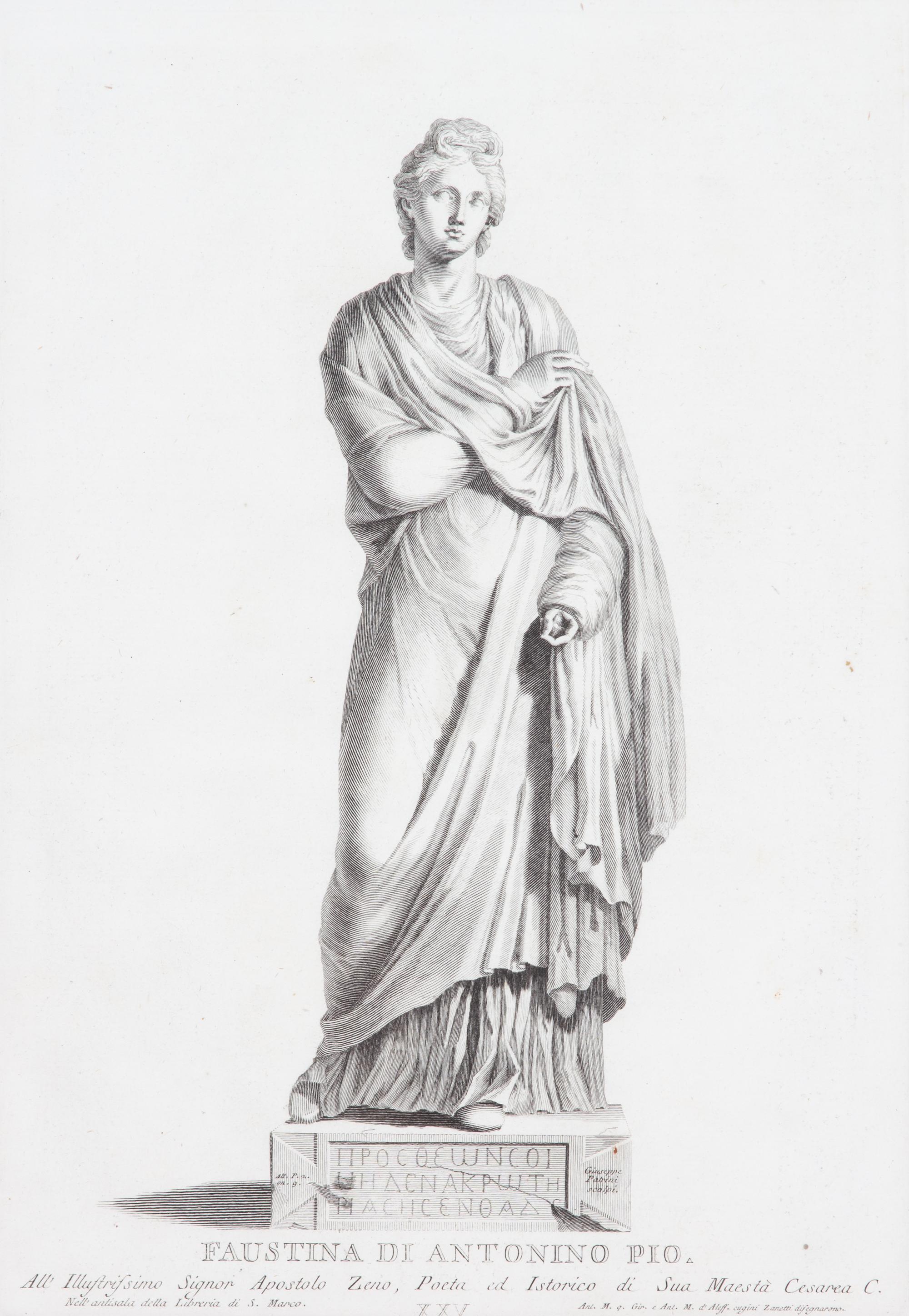 A Group of Four Zanetti Greek Statue Engravings Image area 16 x 11 1/2 inches. — 19TH CENTURY