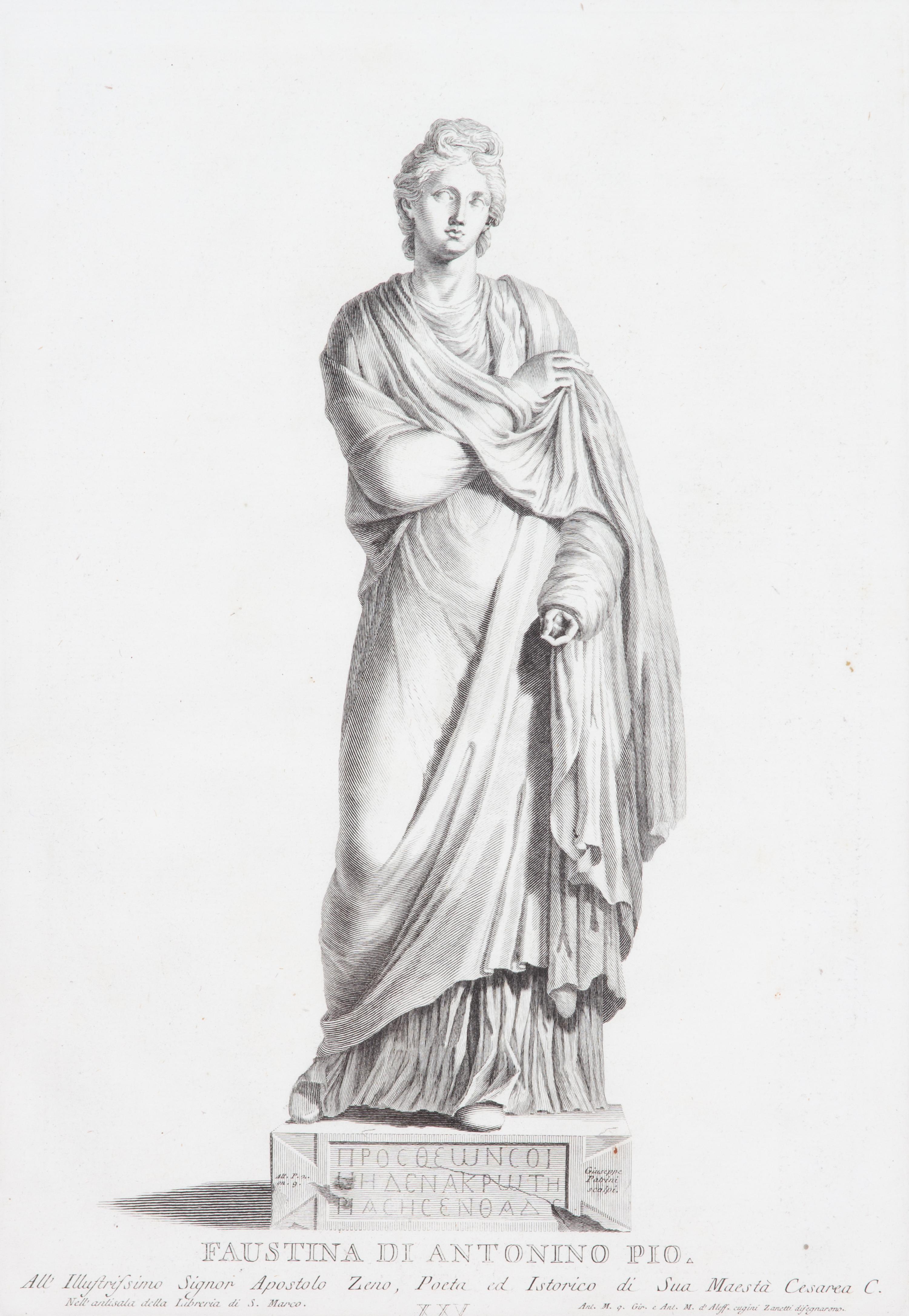 A Group of Four Zanetti Greek Statue Engravings Image area 16 x 11 1/2 inches. — 19TH CENTURY