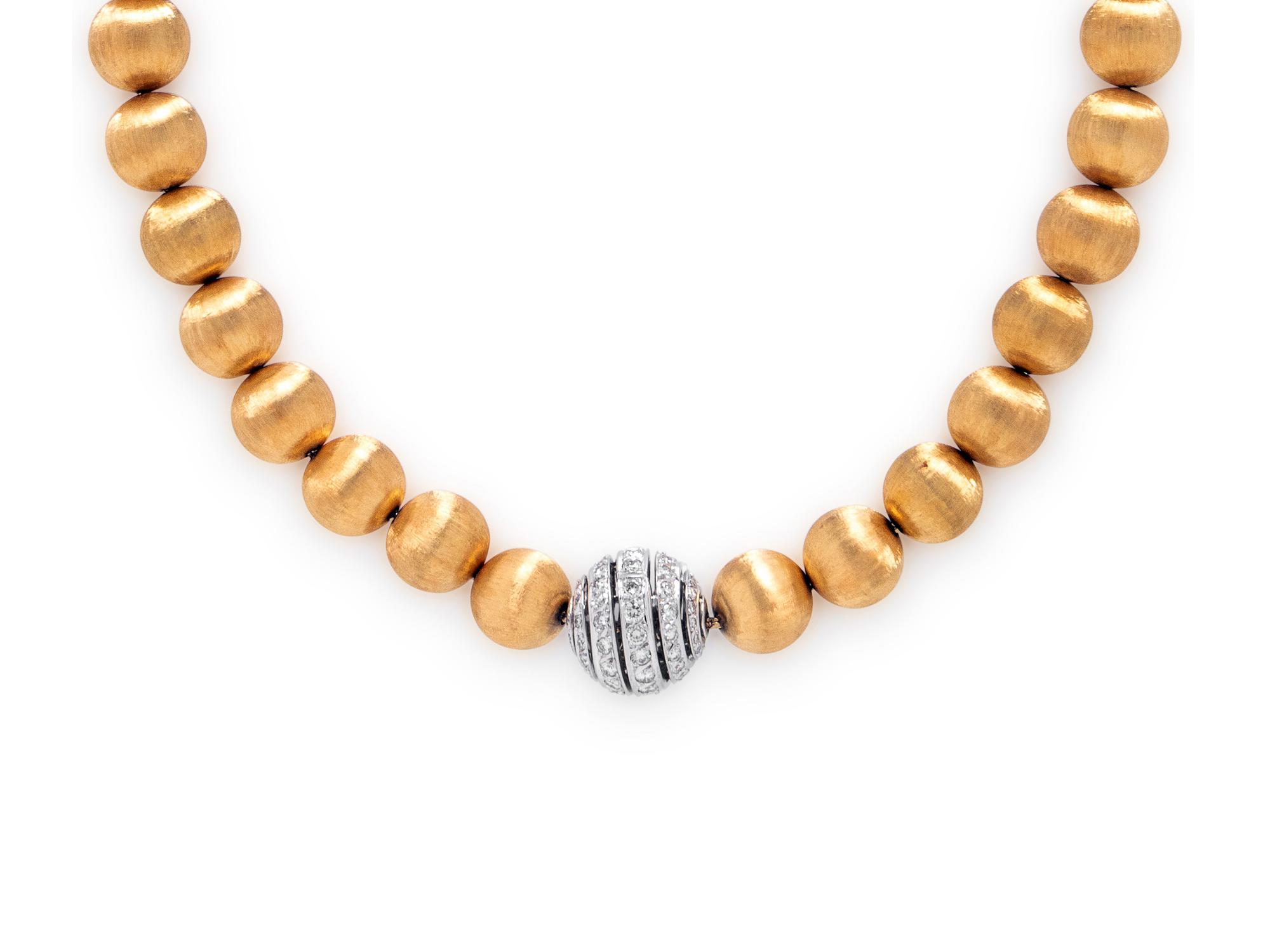 GOLD AND DIAMOND BEAD NECKLACE