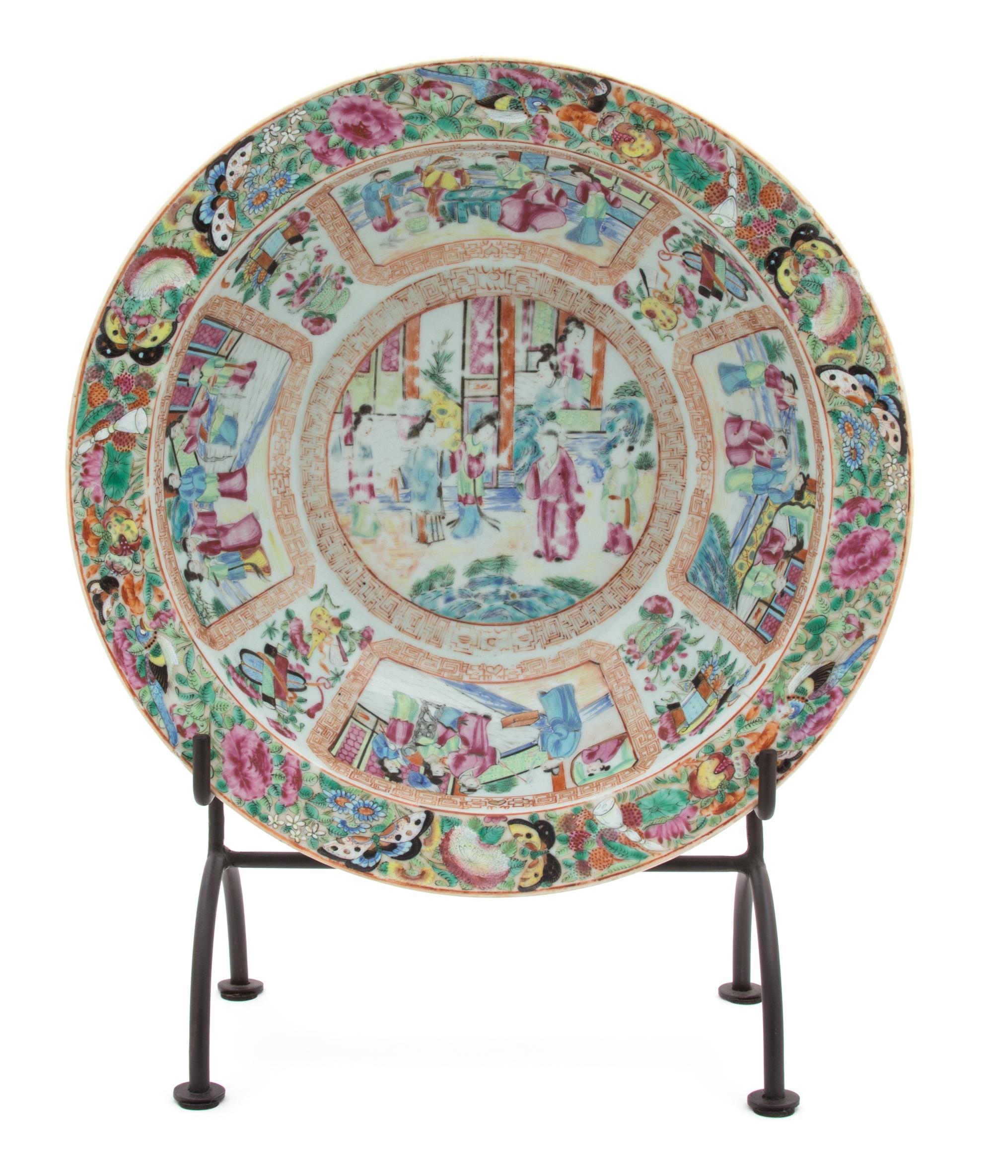 A Chinese Export Rose Medallion Canton Bowl Diameter 14 3/4 inches. — 19TH CENTURY