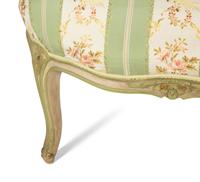 A Pair of Louis XV Style Green-Painted Fauteuils