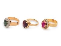 A Collection of Yellow Gold and Gemstone Rings,