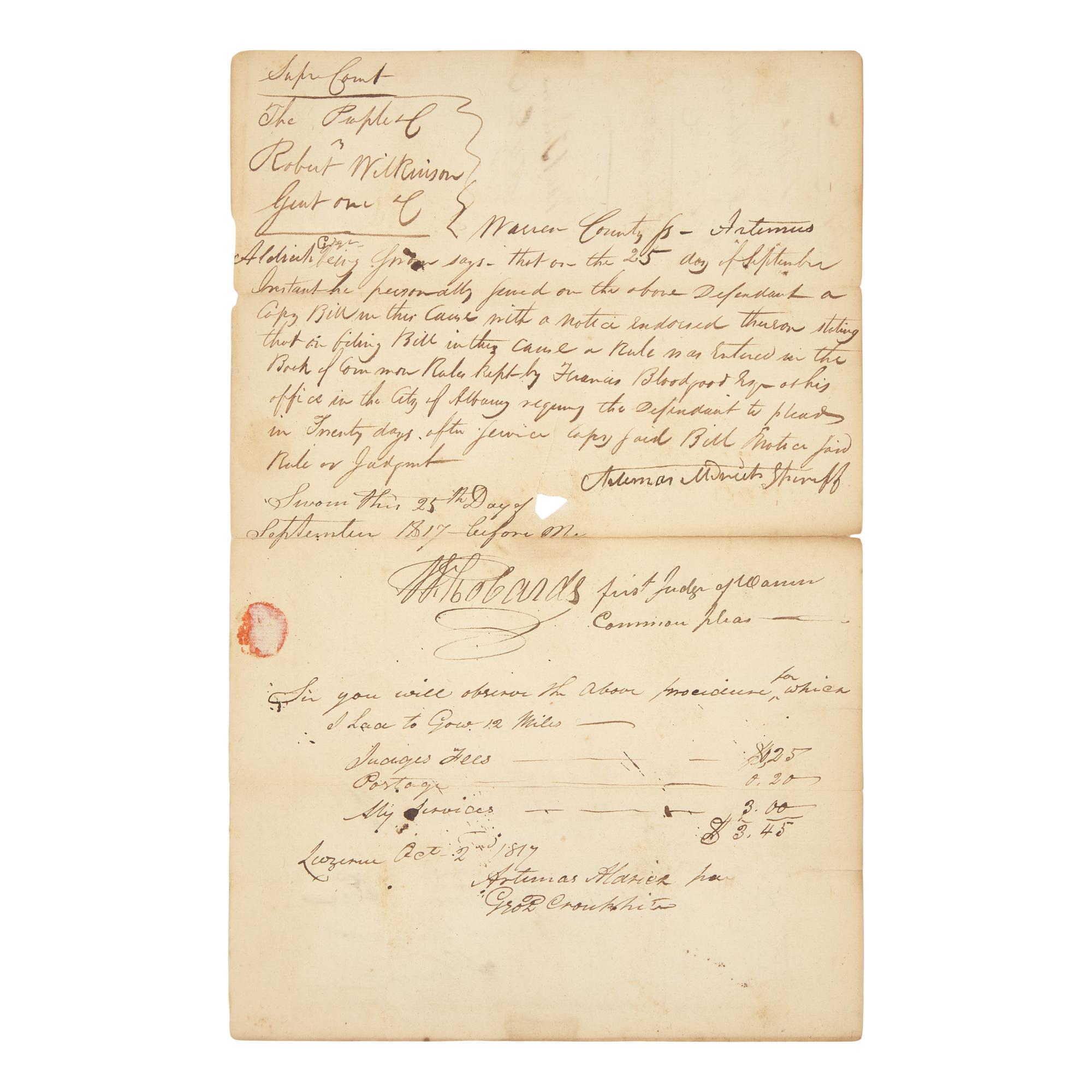 [Presidential] Van Buren, Martin. Manuscript document, signed