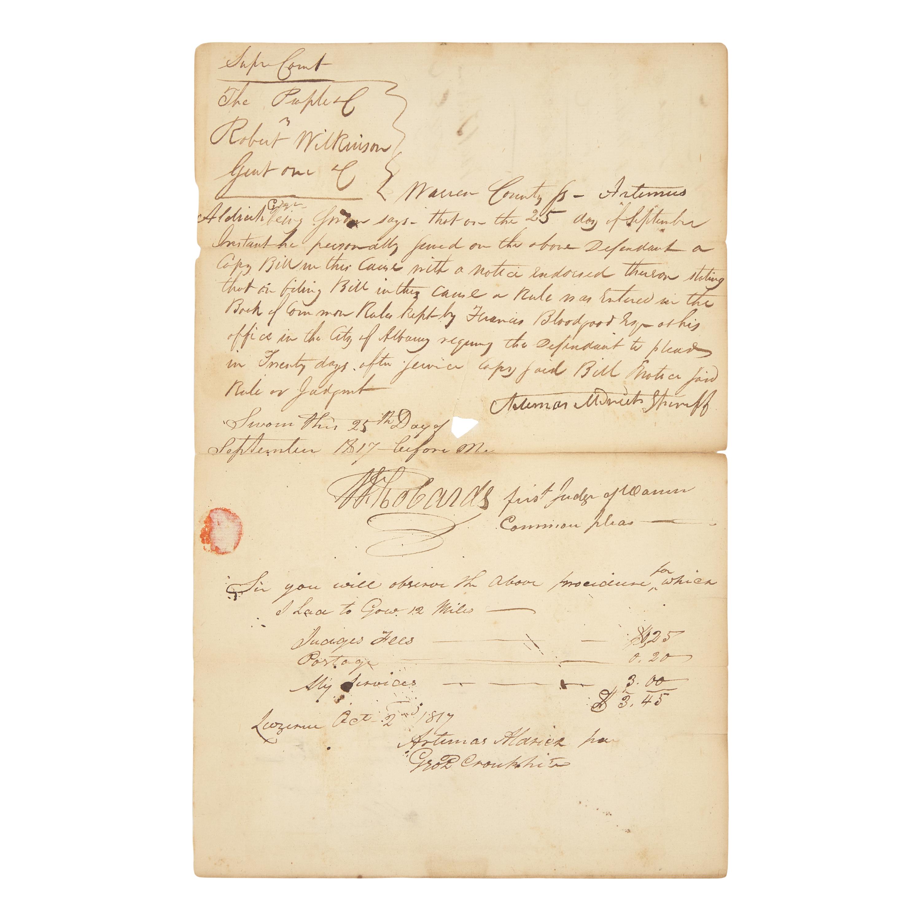 [Presidential] Van Buren, Martin. Manuscript document, signed