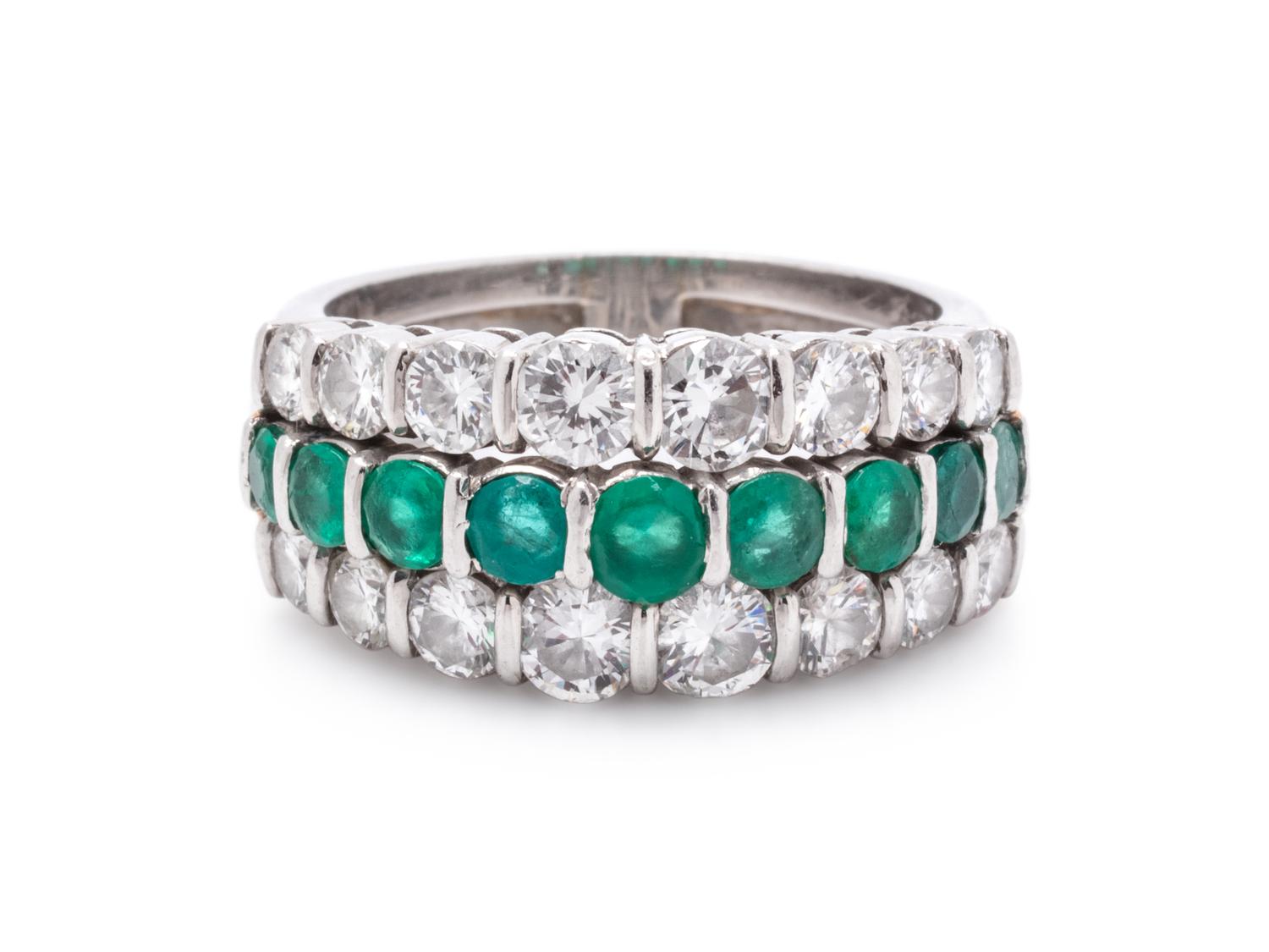 TIFFANY & CO., DIAMOND AND EMERALD RING