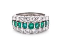 TIFFANY & CO., DIAMOND AND EMERALD RING