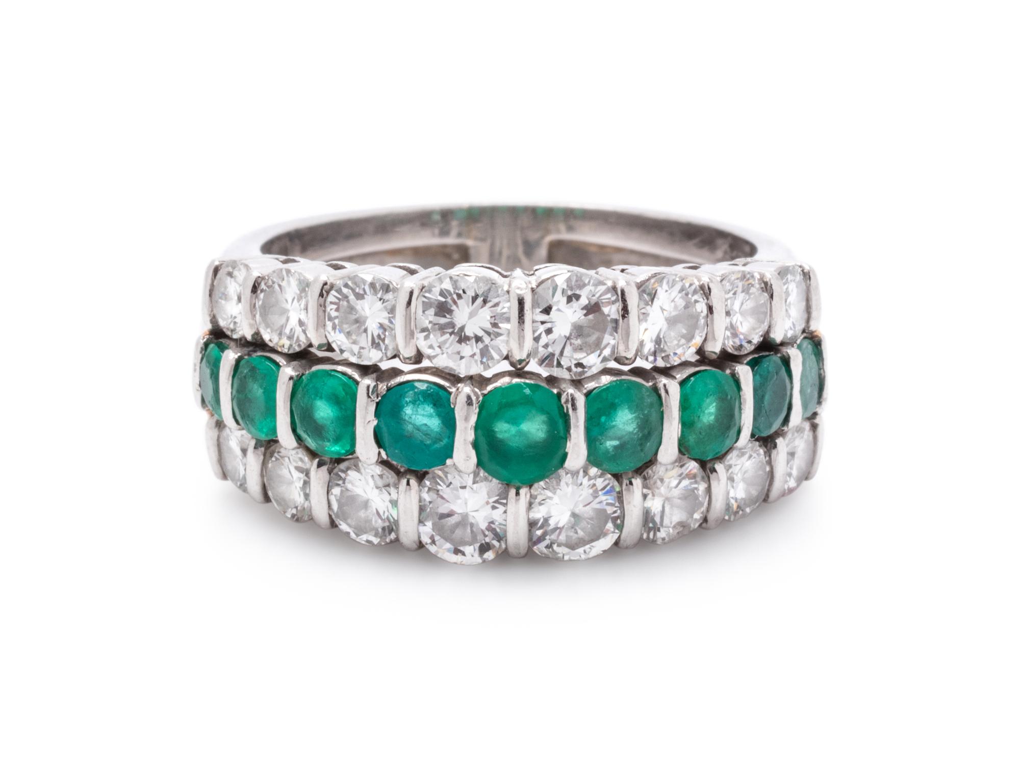 TIFFANY & CO., DIAMOND AND EMERALD RING