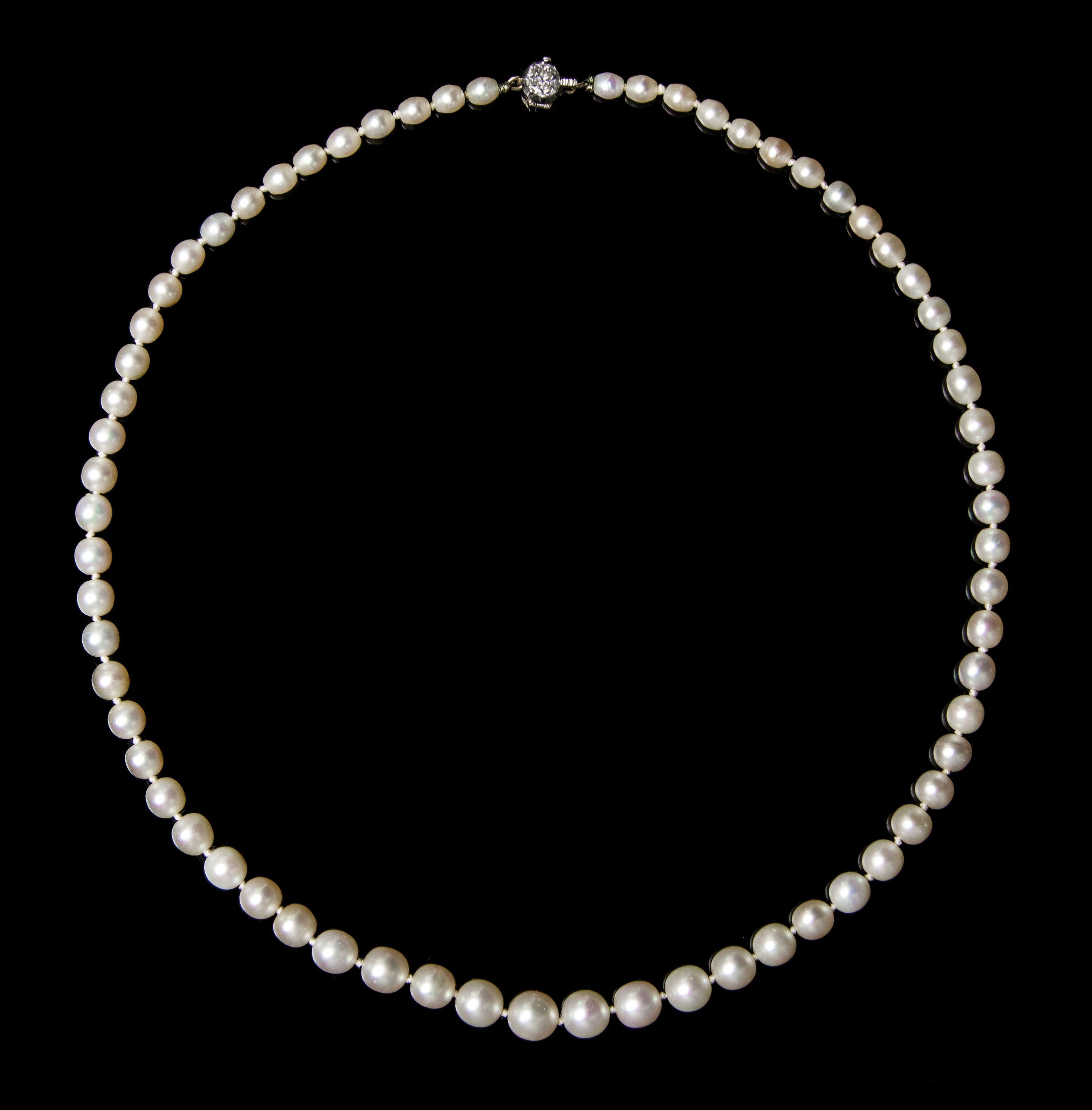 A Single Strand Graduated Natural Pearl Necklace, Tiffany & Co., Circa 1903,