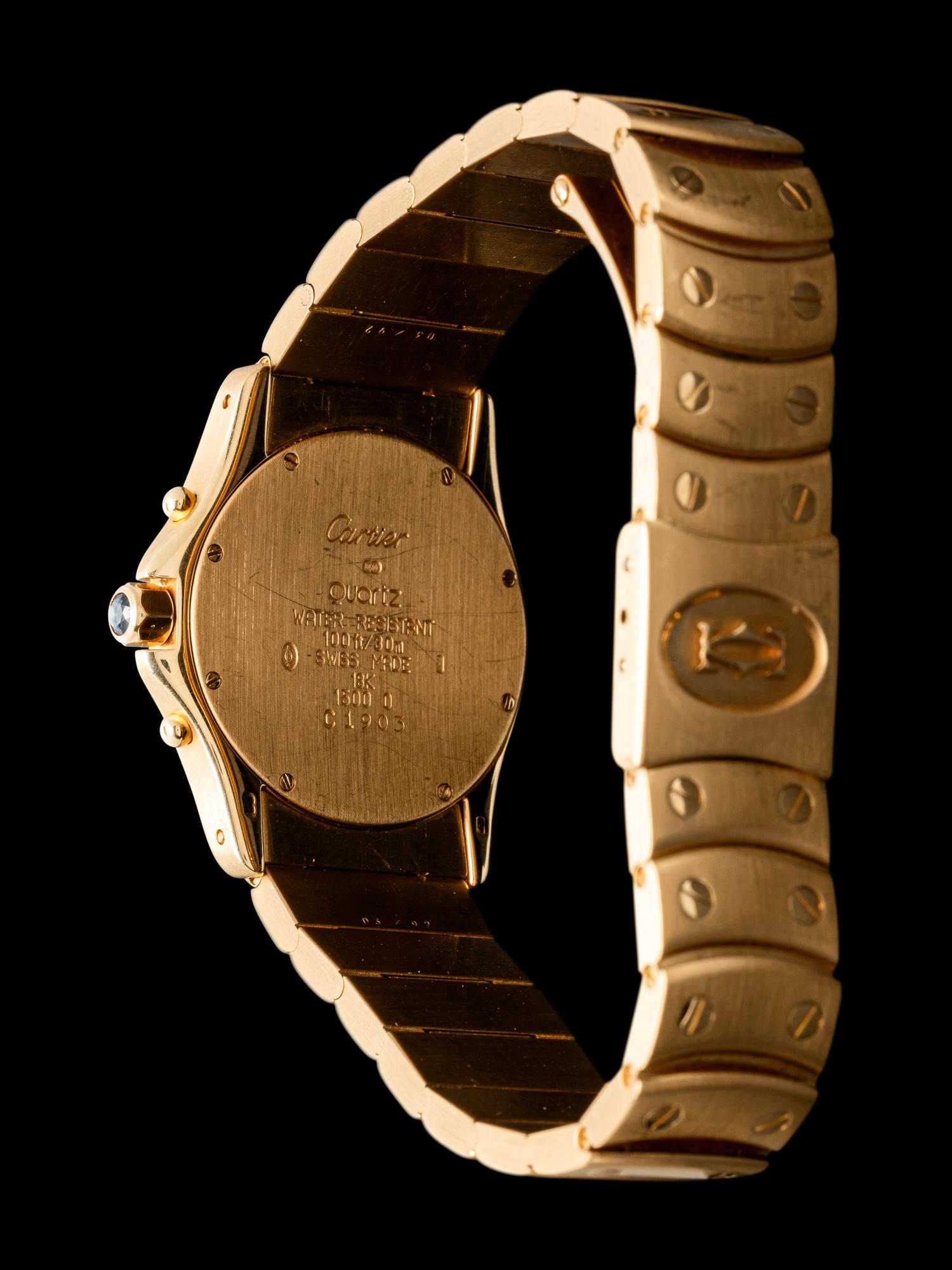 CARTIER, 18K YELLOW GOLD 'SANTOS RONDE' CHRONOFLEX CHRONOGRAPH WATCH