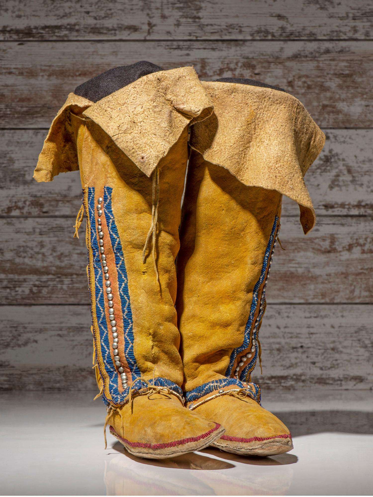 Comanche Beaded Hide Boot Mocassins